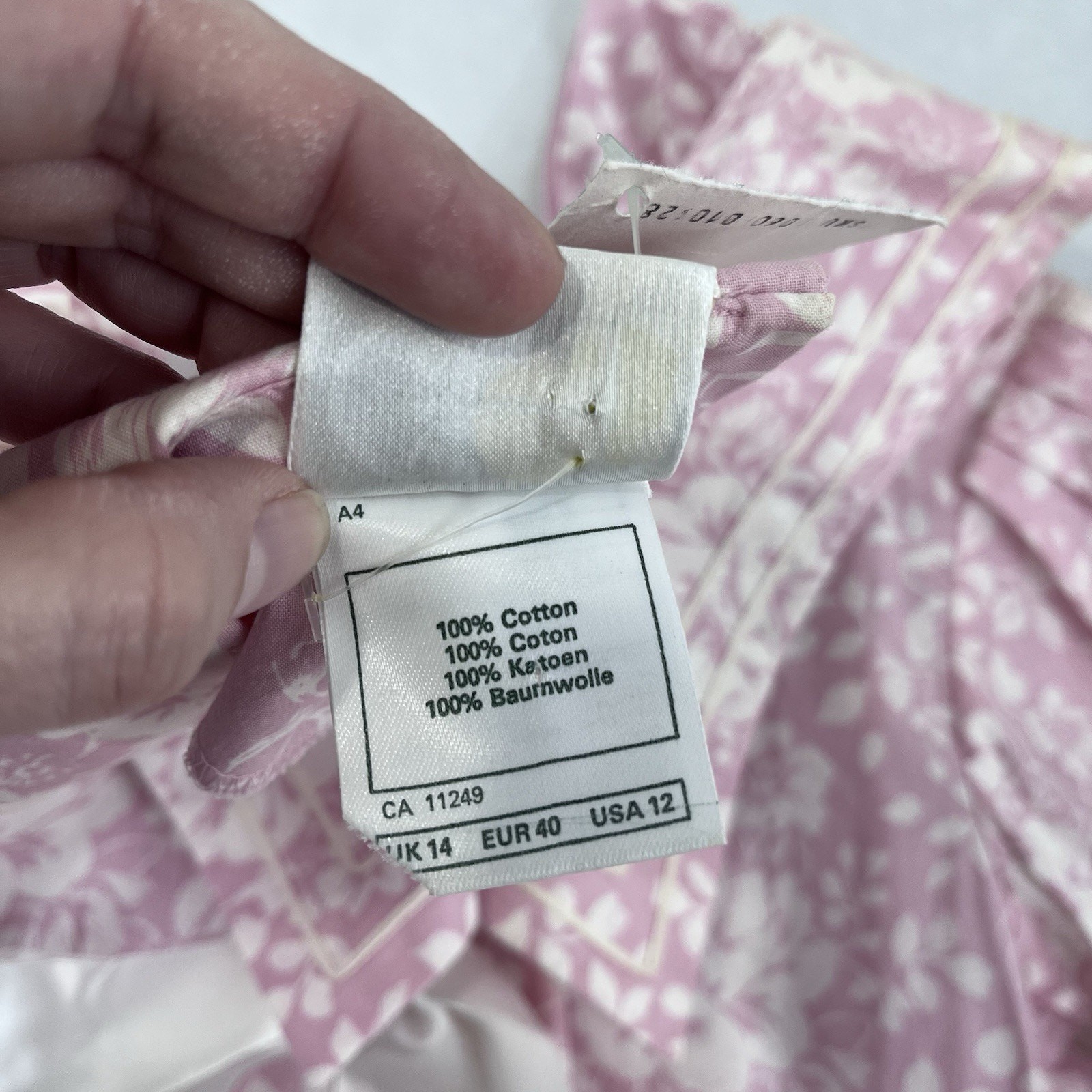 Vintage 80s LAURA ASHLEY NEW Dress Pink Floral Sailor Puff Sleeve 12