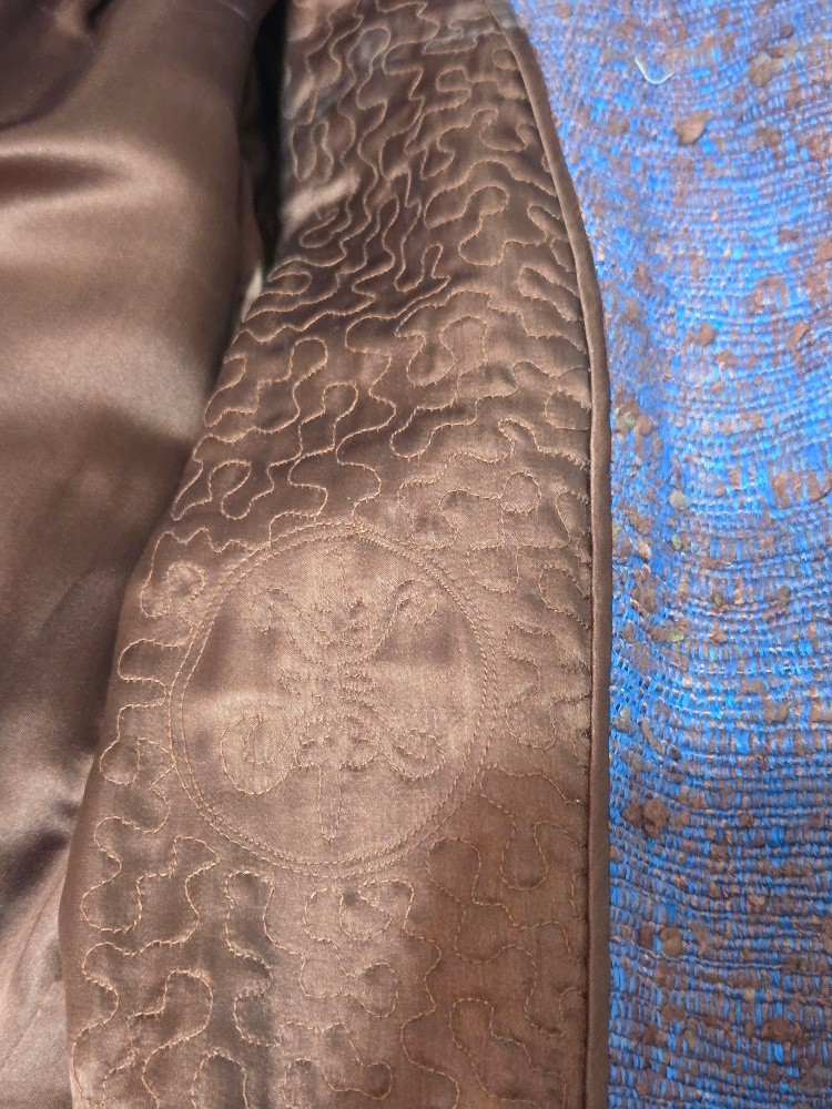 Vintage 1960s Custom Hong Kong Raw Silk Coat Plum & Rust Herald Tang