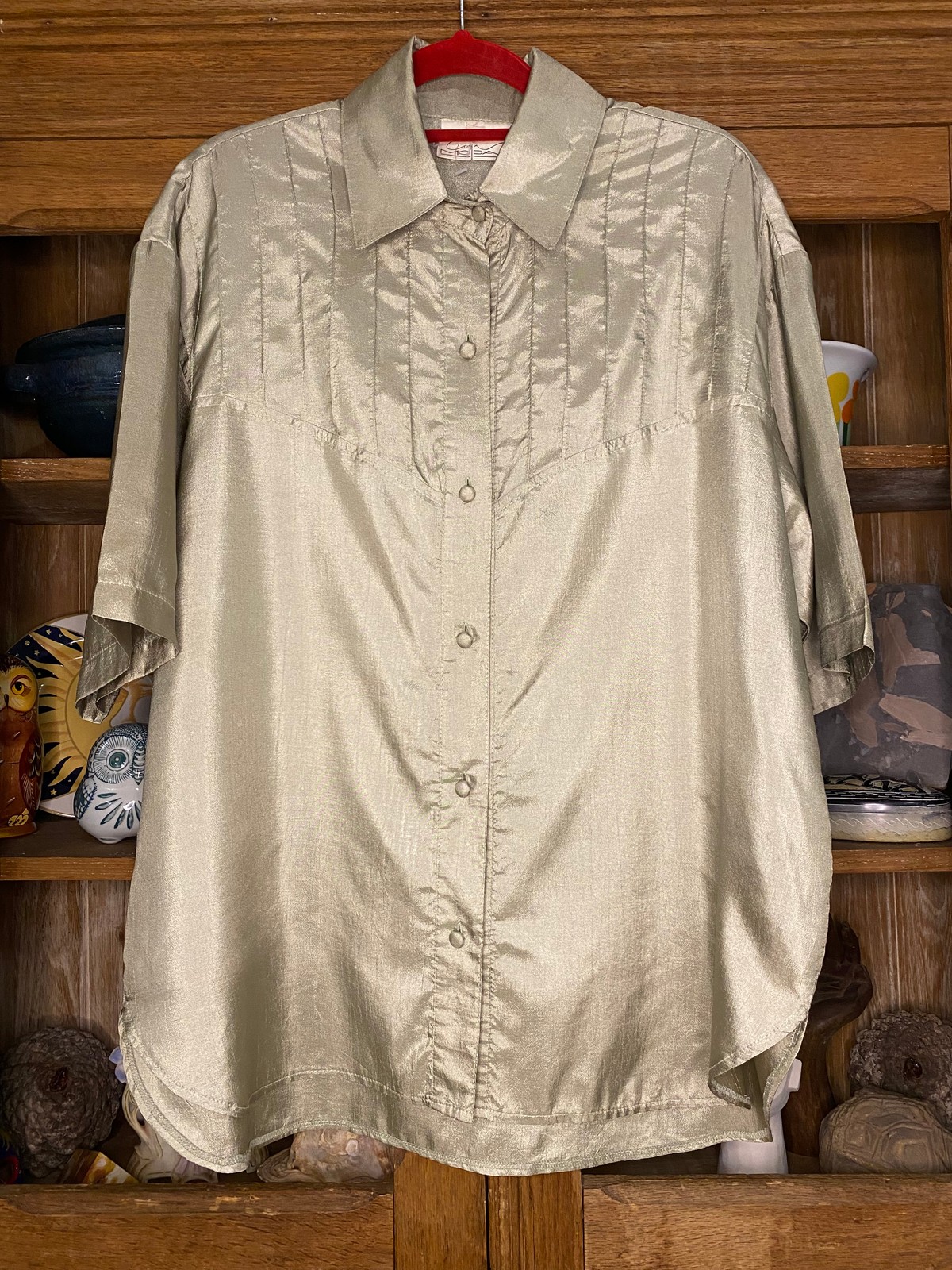 Shimmery Olive Green Shirt Size 12-14