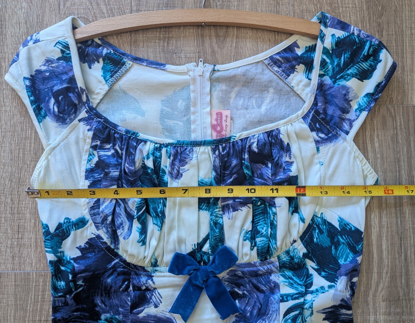 Pinup Couture Erika Wiggle Dress Blue Rose Floral + Matching Bolero – Size Small
