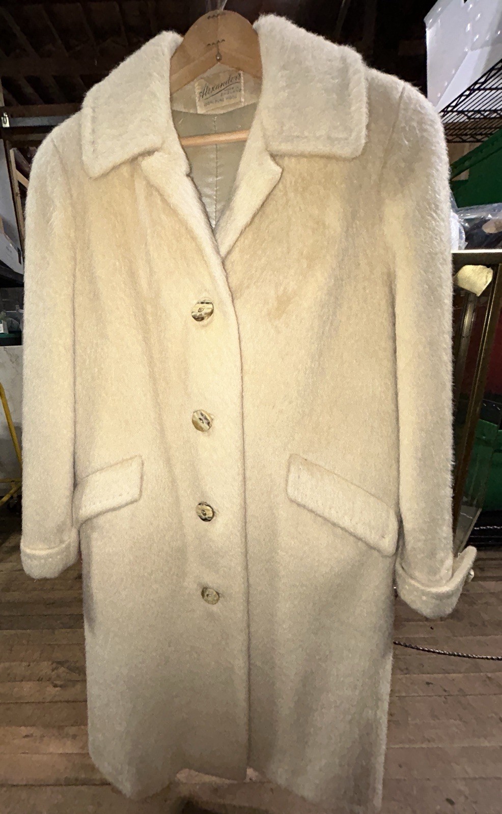 Vintage Alexander’s Woman’s Cream 100% Luxury Wool & Fuzzy Mohair Coat England