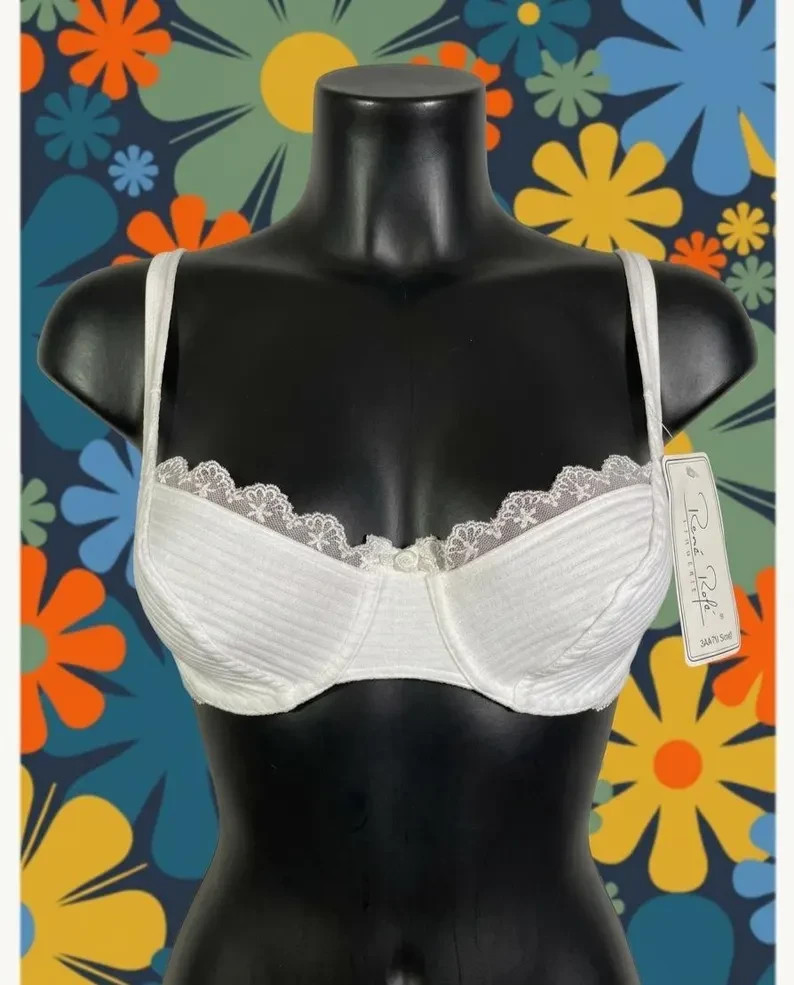 Vintage 1990s Deadstock Cotton Underwire Bra Size 34A XS