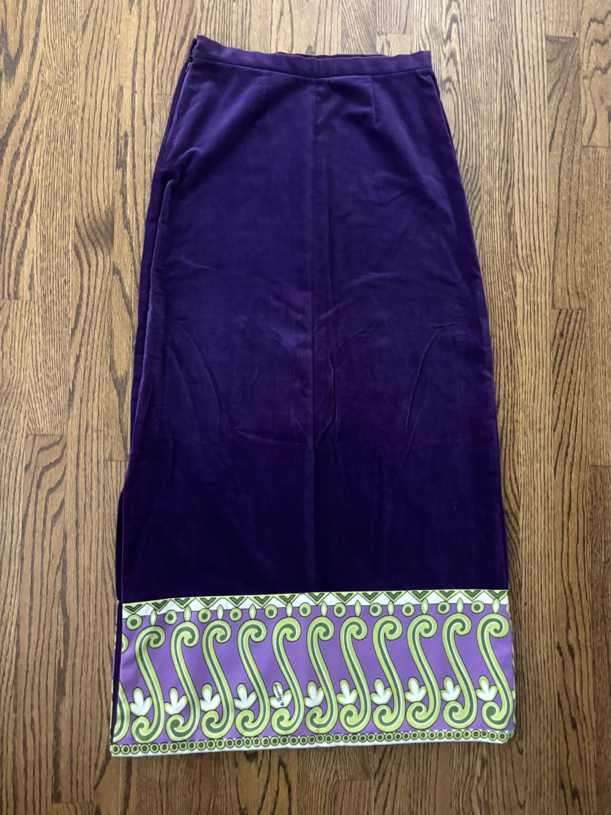 Paganne By Gene Berk Deep Purple Velvet Maxi Long Skirt Sz 14 Waist 30”
