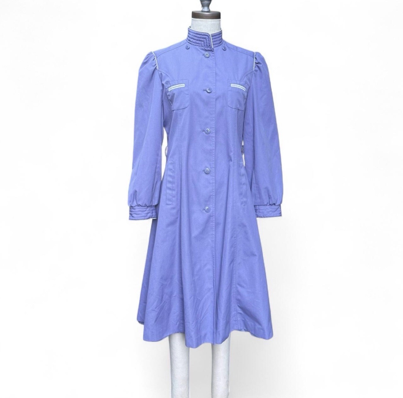 Vintage Partners Lavender Cotton Blend Trench Coat 70’s Flare Retro Cottage