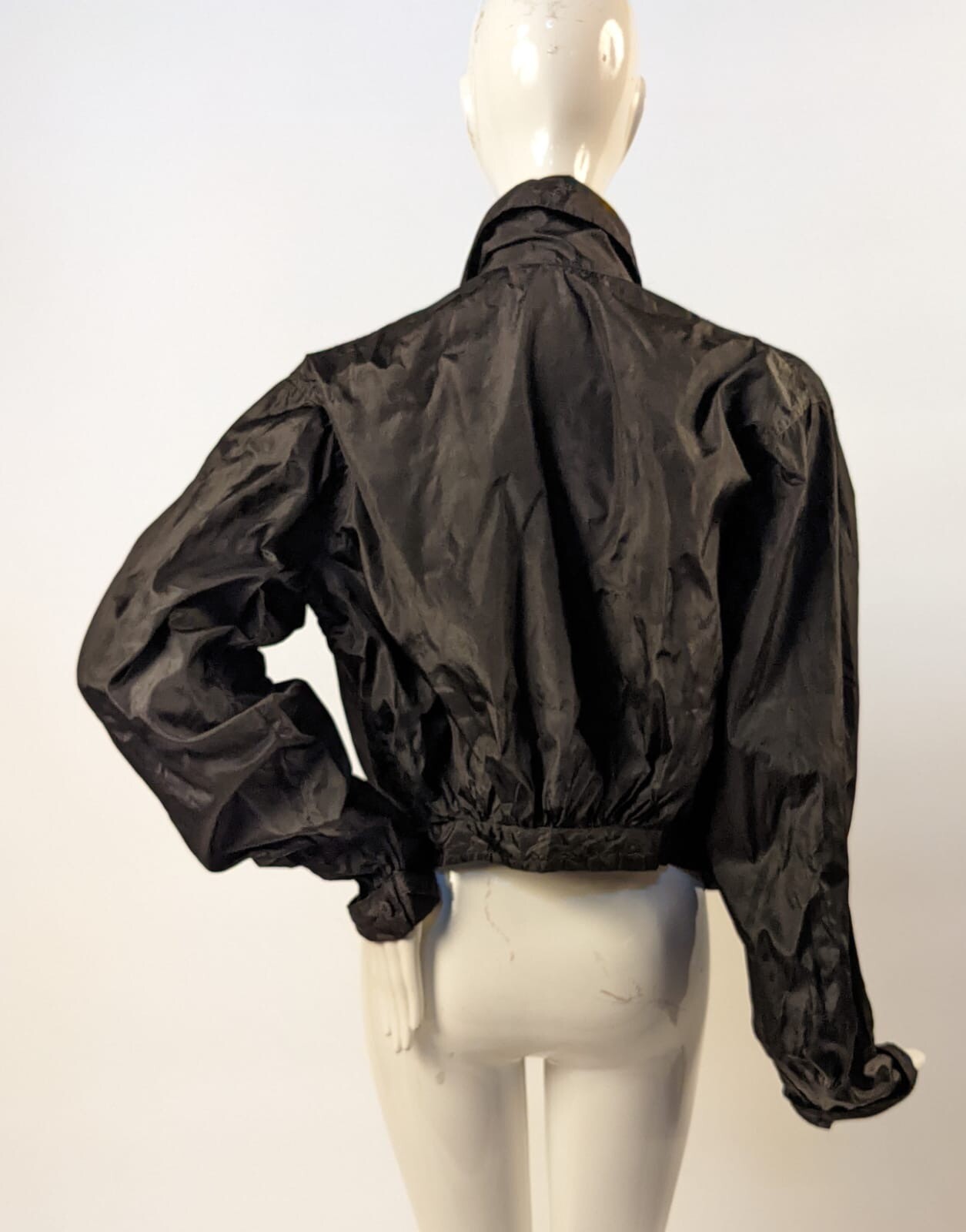 EXQUISITE GOTHIC EDWARDIAN SILK TAFFETA BLOUSE W RICH JET BEADING