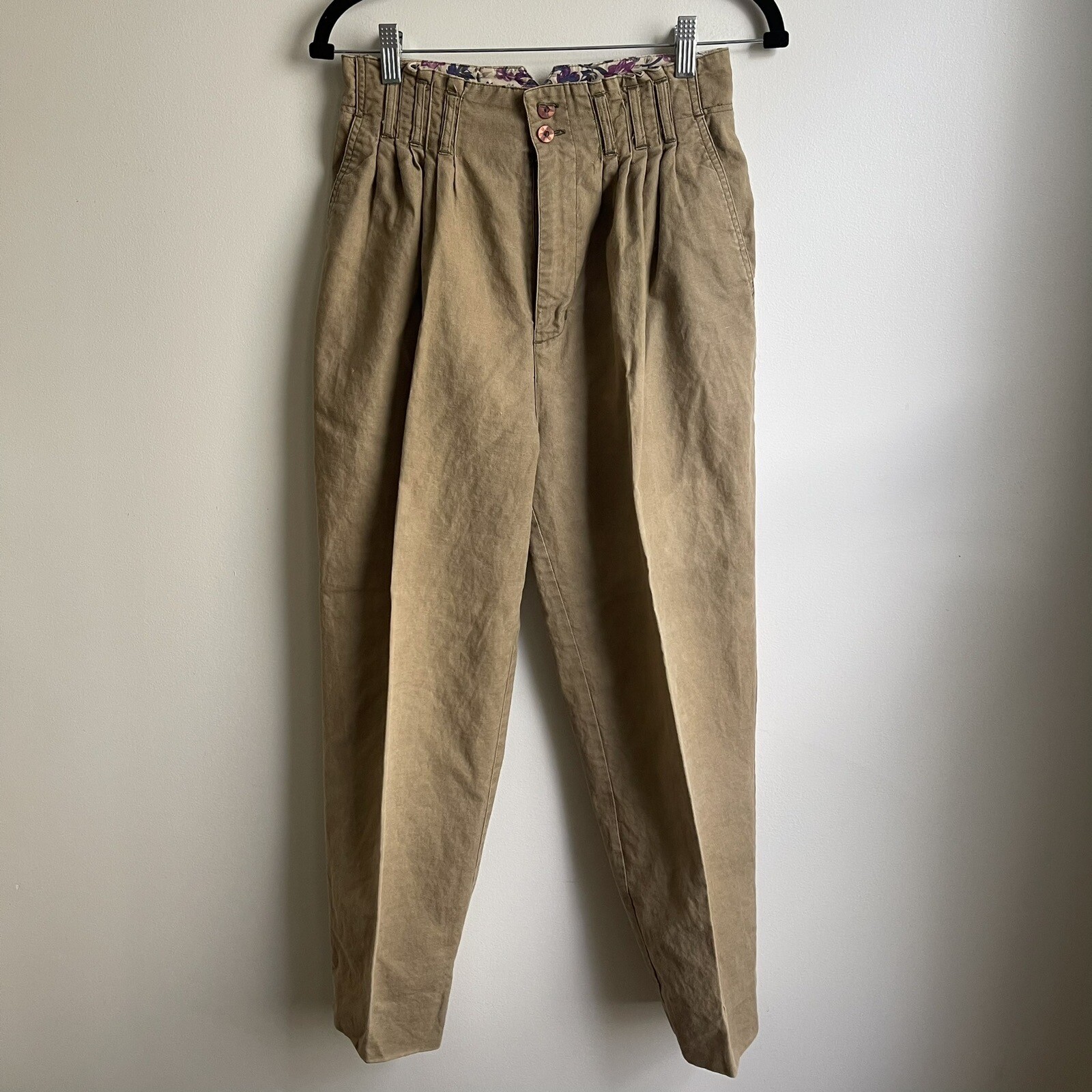 Vintage 80s Gitano Brown High Waist Pleated Tapered Leg Chino Pants 26” 5 / 6