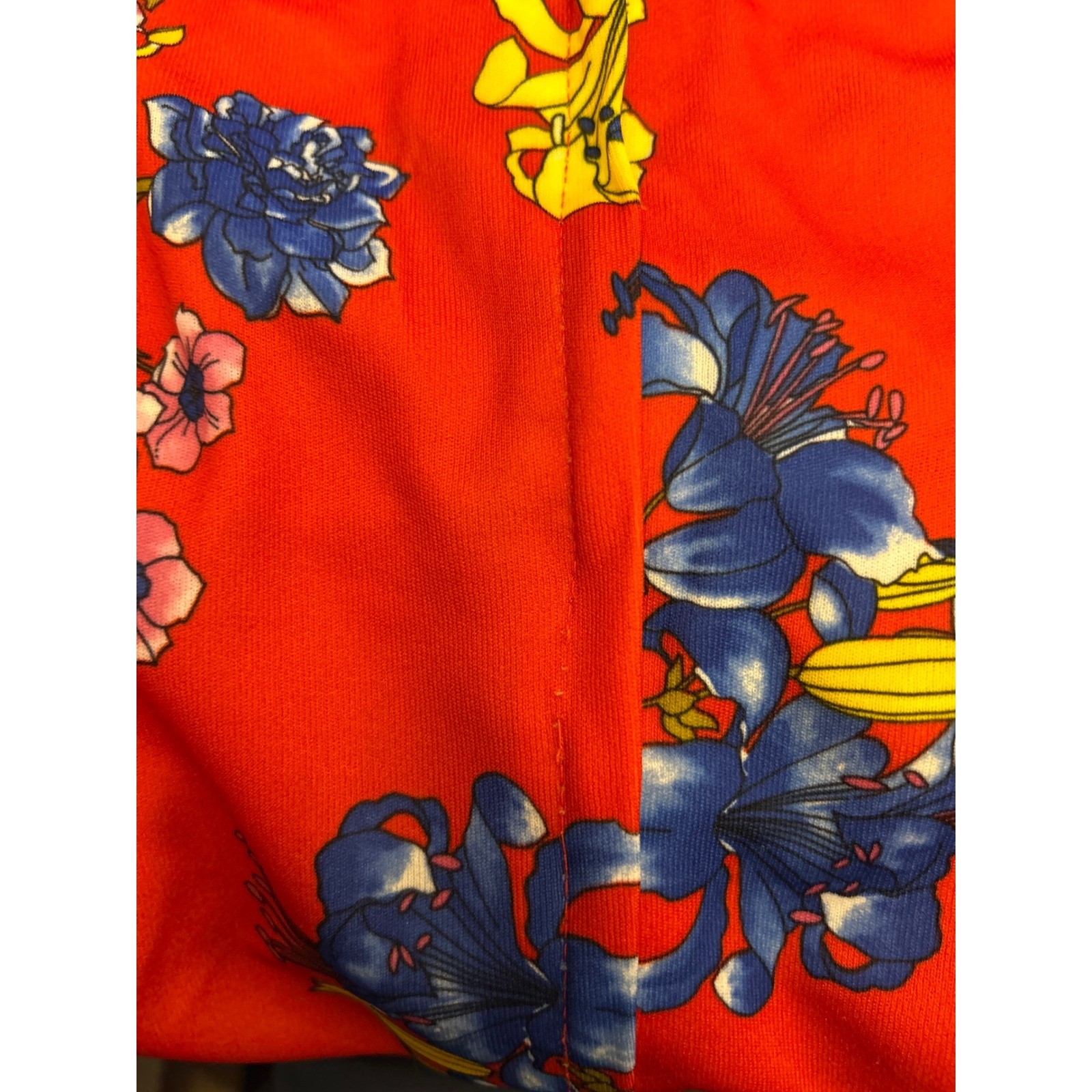 Vintage Floral Blouse Spring Summer Eclectic Mod Botanical Red Long Sleeve Top