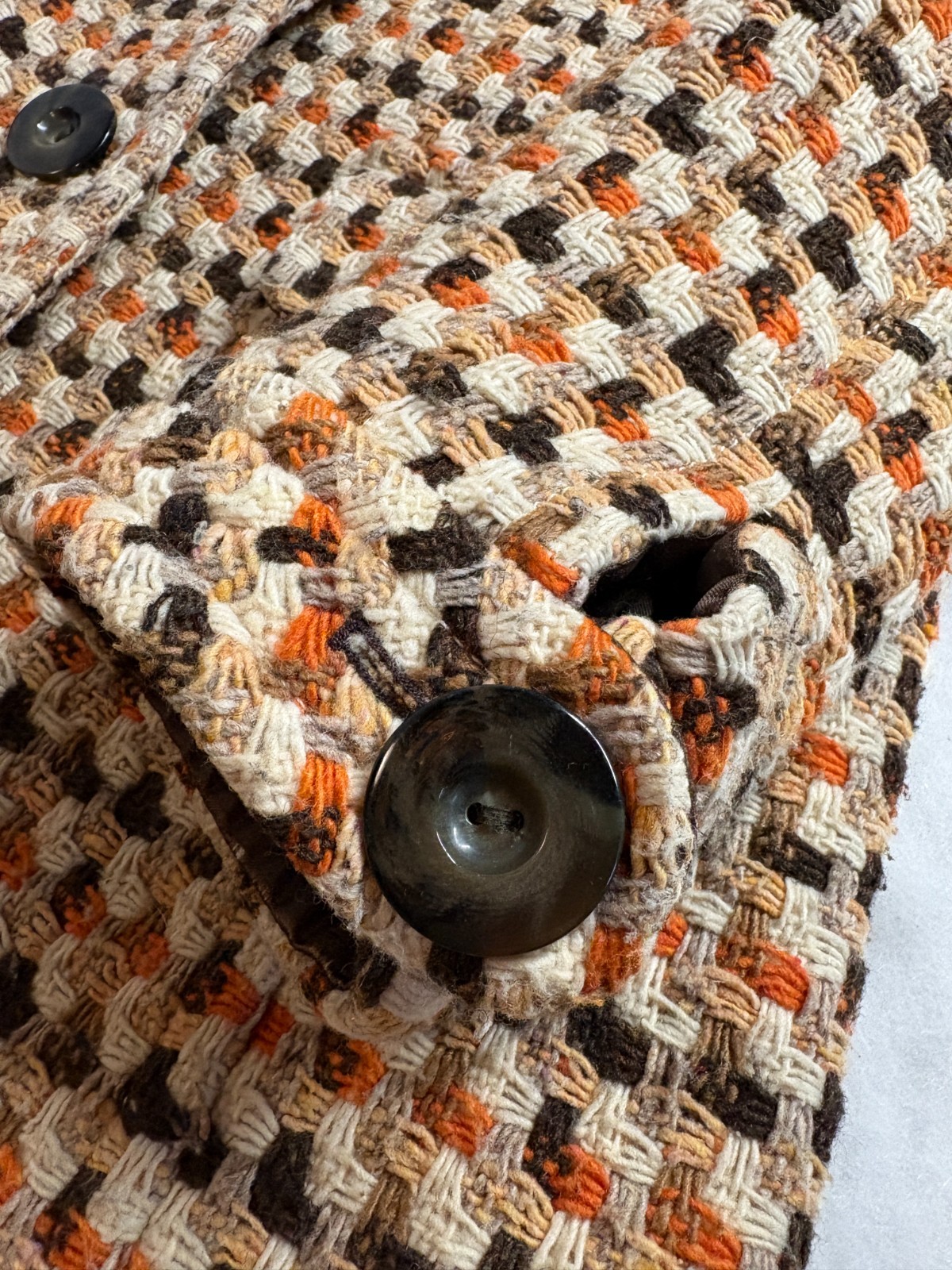 VTG Caslon Wool Woven Tweed Car Coat Brown Orange Women&rsquo;s Sz L Mod 70&rsquo;s Style