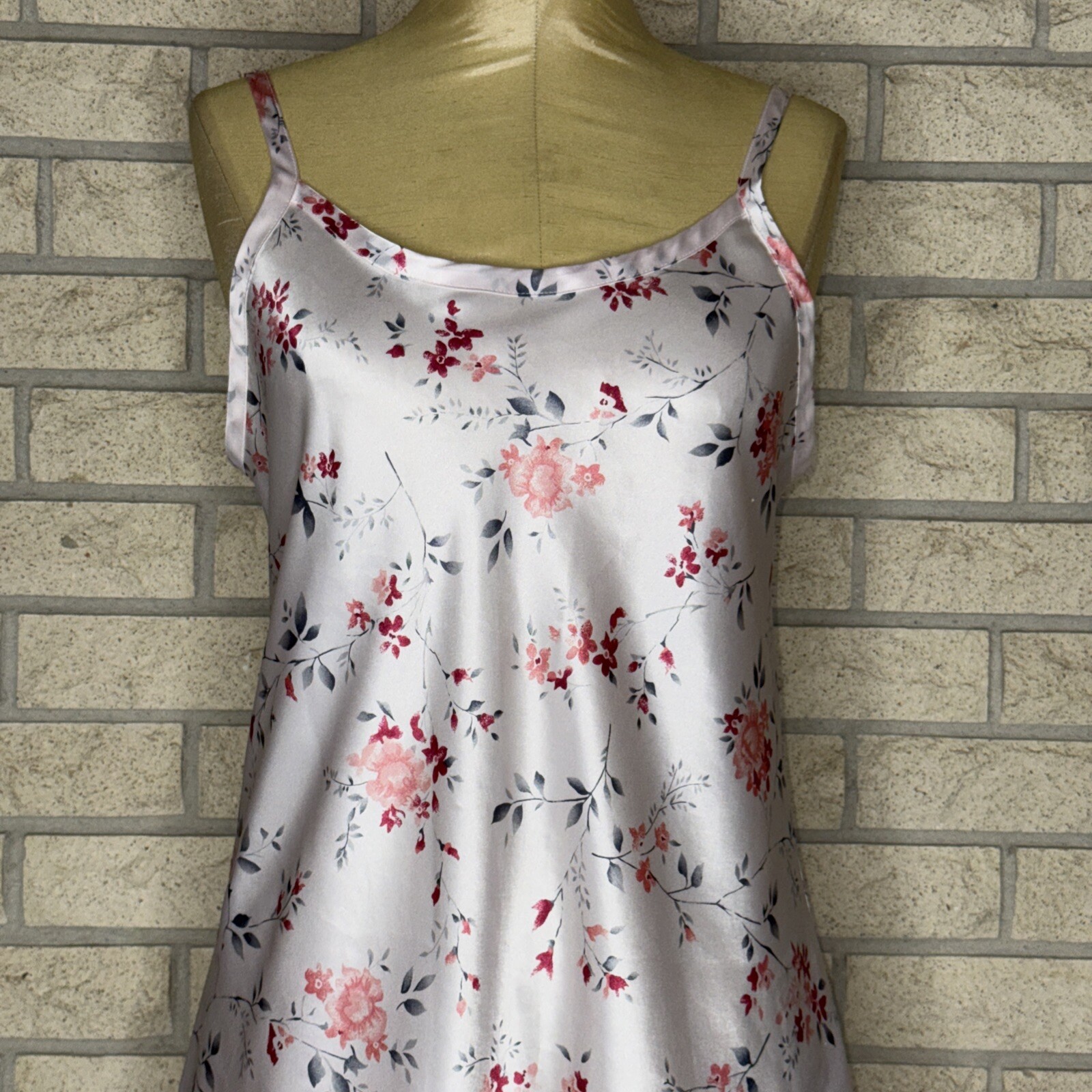 Vintage Gilligan & O’Malley Multicolored Floral Print Bias Cut Slip Dress Medium