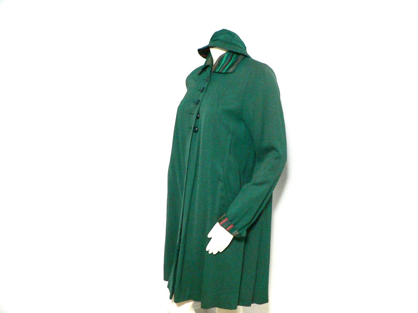 1940&rsquo;s 50s Raincoat w Matching Hat with Striped Taffeta Lining by Sherbrooke