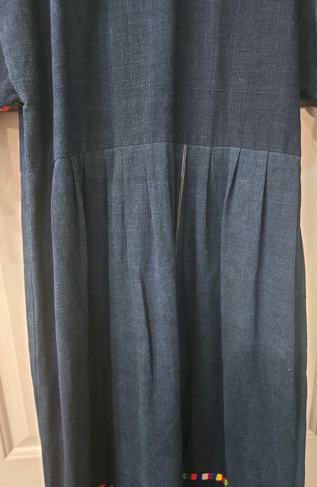 VTG 70s Handwoven Guatemalan Huipil Maxi Dress Embroidered Folk Textile Sz S