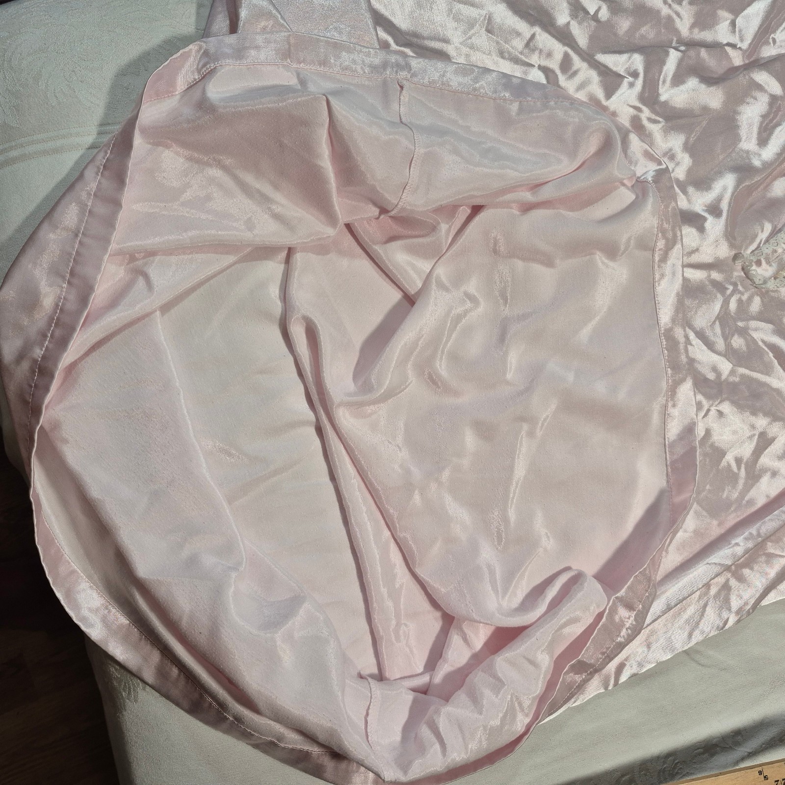 VTG Heavenly Bodies Miss Elaine Pink Satin Nightgown Lace Trim Cottagecor 2XL