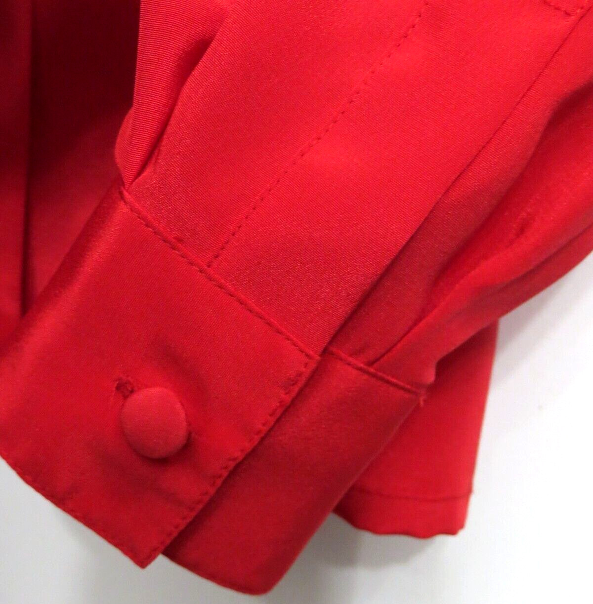 Vintage Leslie Fay Button Up Blouse Shirt Womens Petite Size 4 Small Bright Red