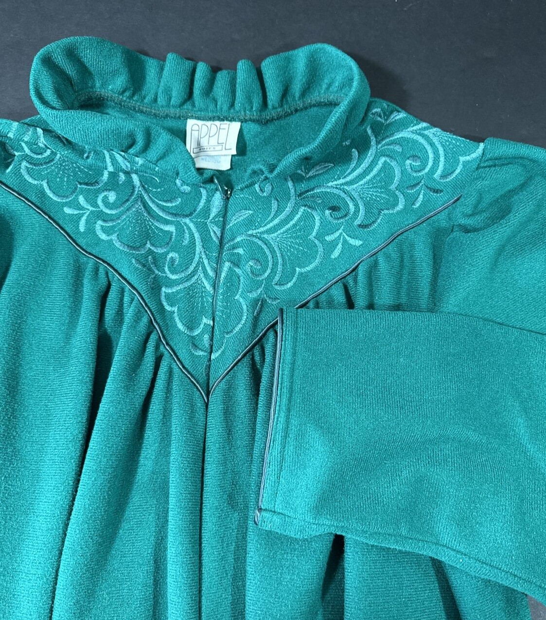 Fleece Medium Zip Front Lingerie Nightgown Robe Pocket USA Grandma Appel