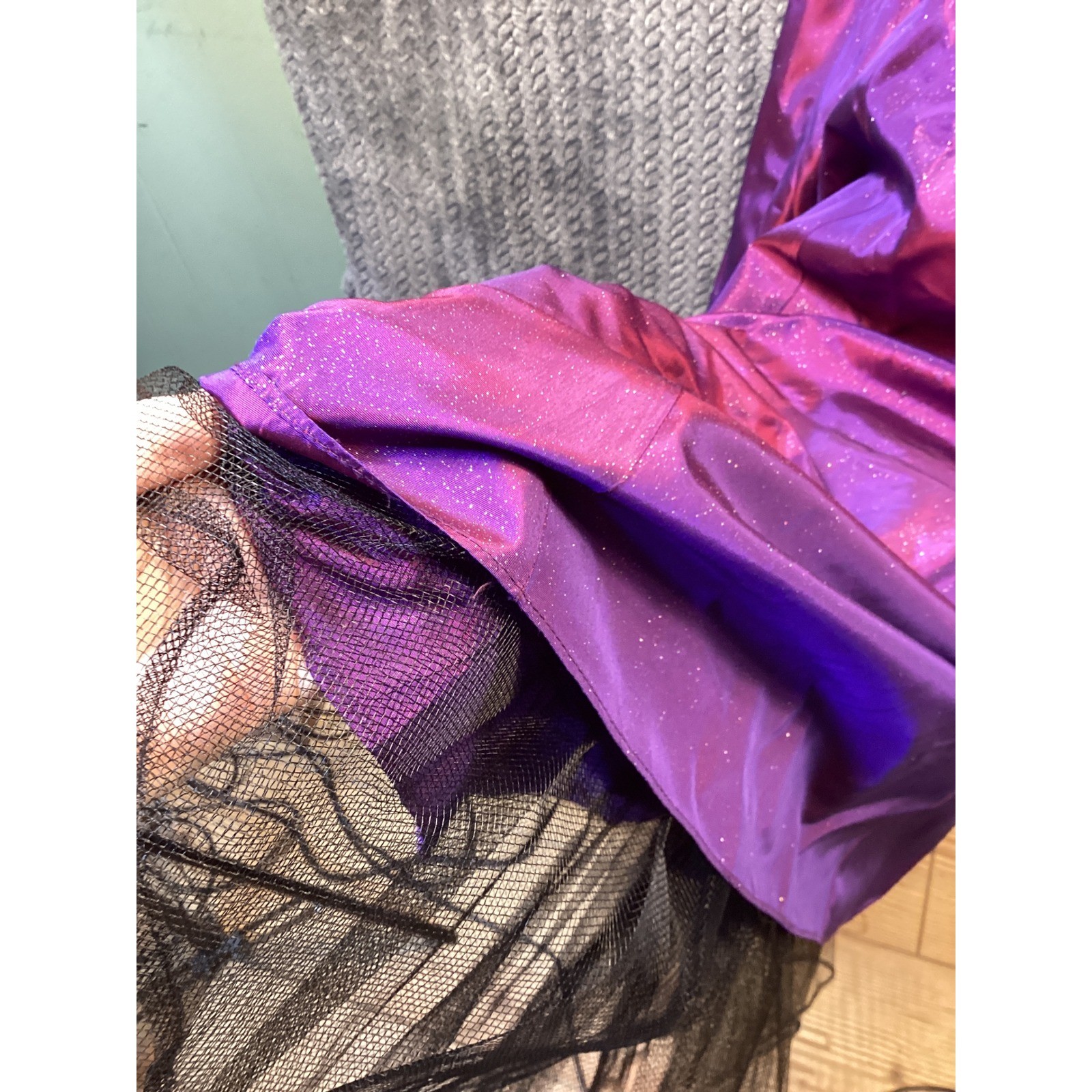 Roberta Vintage 90s Purple Iridescent Shimmer Gown Open Back Prom Dress Party