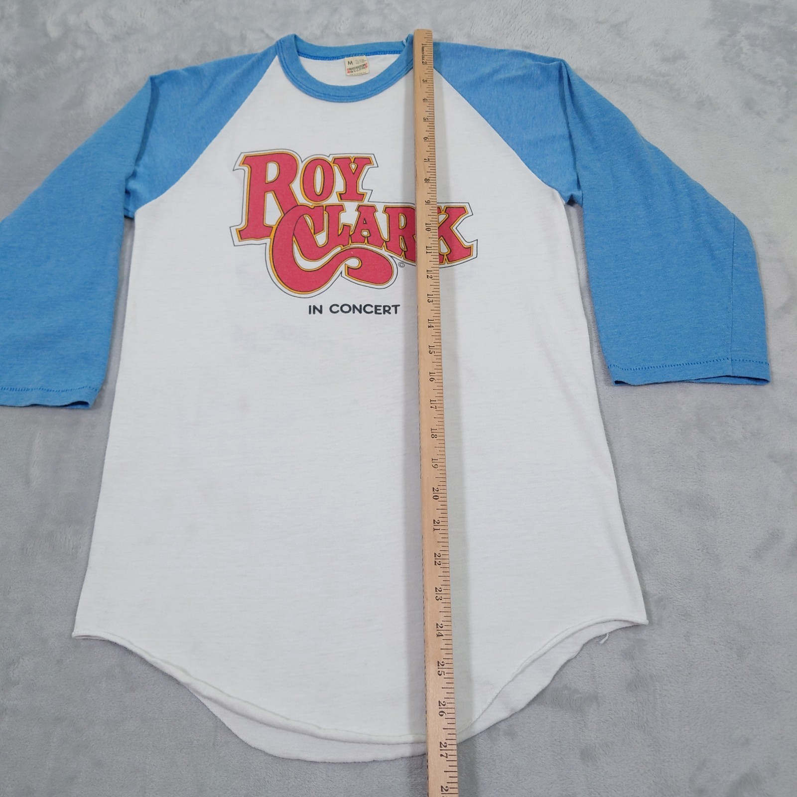 Vtg 80s Roy Clark Concert Tee Women&rsquo;s M Raglan 3/4 Sleeve T-Shirt Country Music