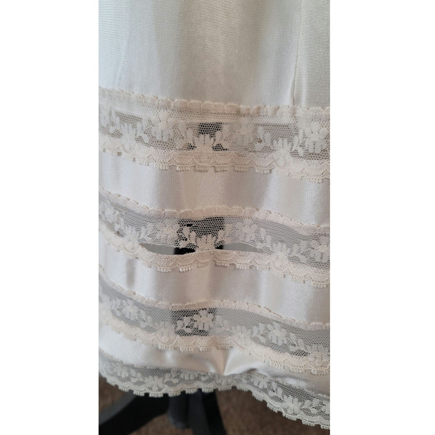 Off-white Vintage Slip Dress Delicate Lace Trim at the Neckline and Hem