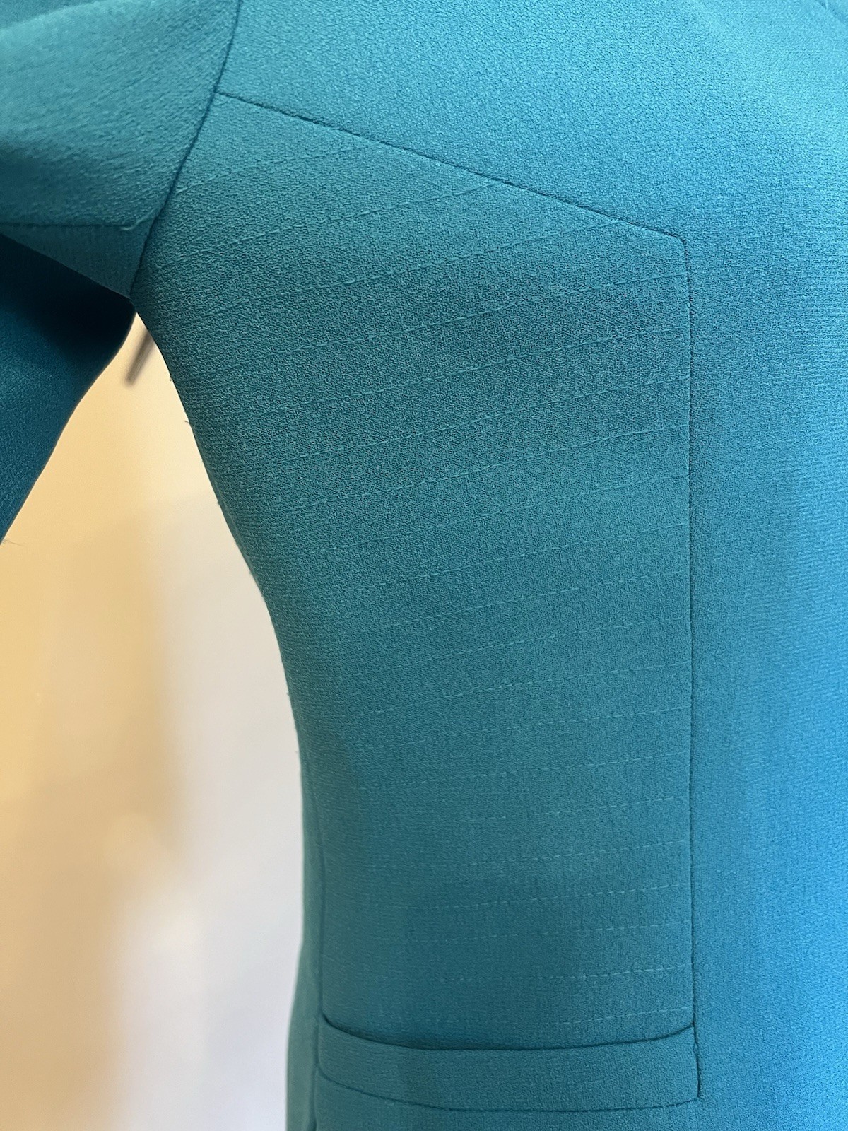 VTG Christian Dior Size 2 1980s 2Pc Turquoise Blue Skirt Suit Set