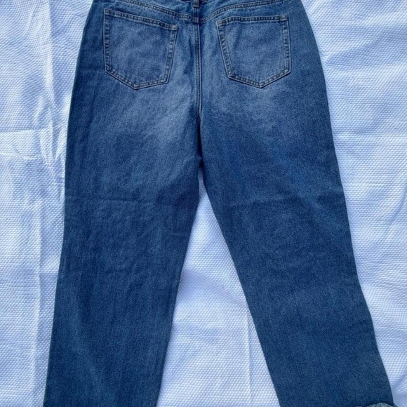 Patchwork Floral Distressed Wide Leg Cropped Jeans Size 15
