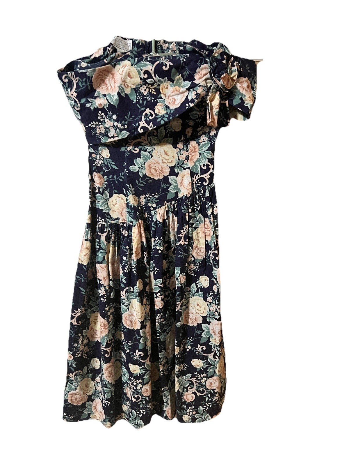 Vtg Jessica Mcclintock Gunne Sax Midi Off shoulder floral Dress 80s Size 5