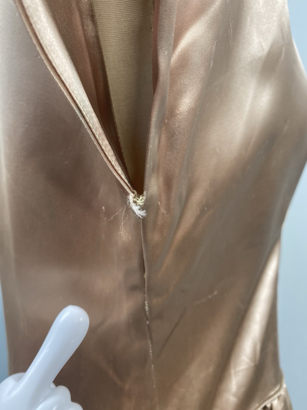 Vintage Dress SIZE EXTRA SMALL satin tan beige 40s 50s evening long wedding