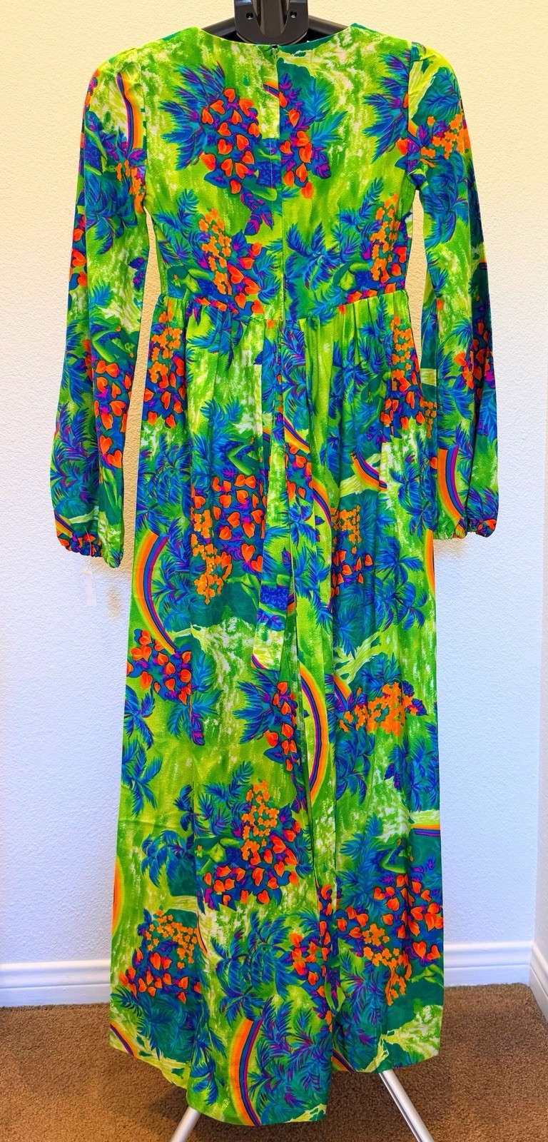 Vintage Pomare Tahiti NWT Hawaiian Tropical Rainbow Floral Maxi Dress Size 8