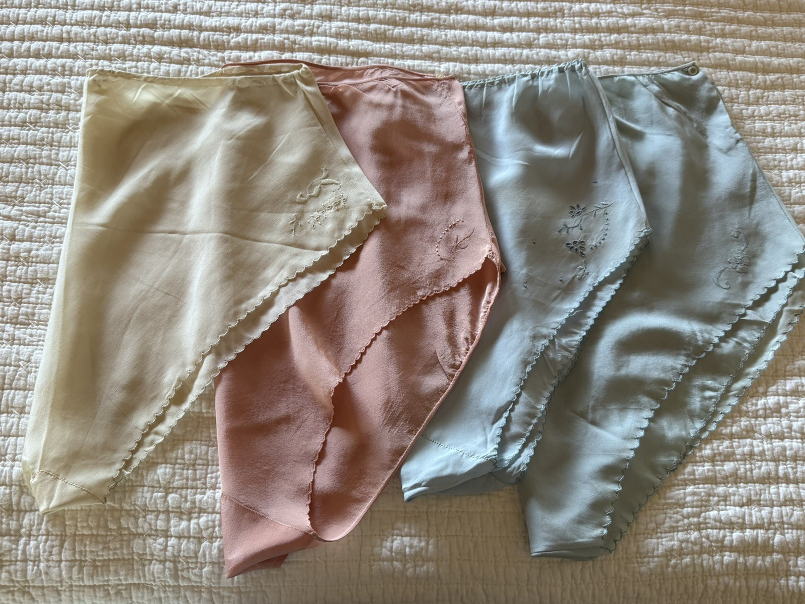 Set of 4 VTG 1940&rsquo;s Italian 100% Silk Handmade Underwear – Never Worn