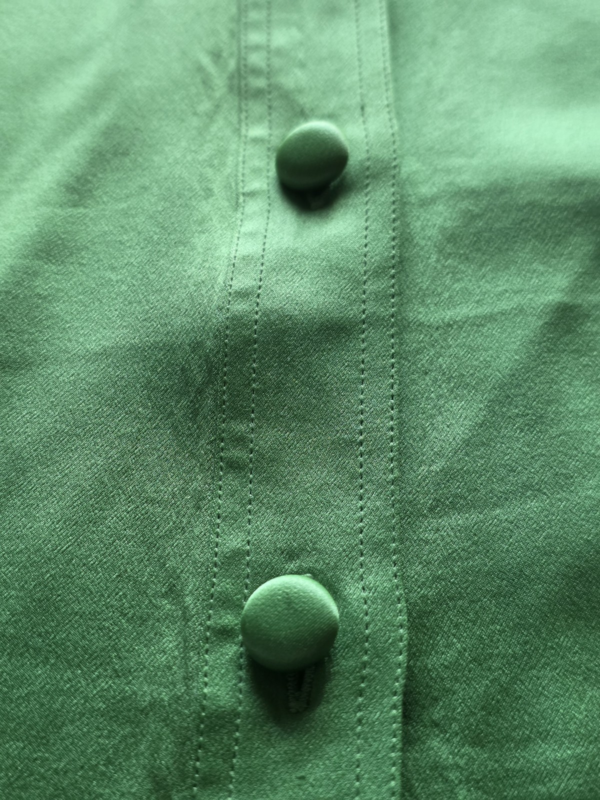 Vintage Jaeger 100% Silk Green Button Front Short Sleeve Flowy XL