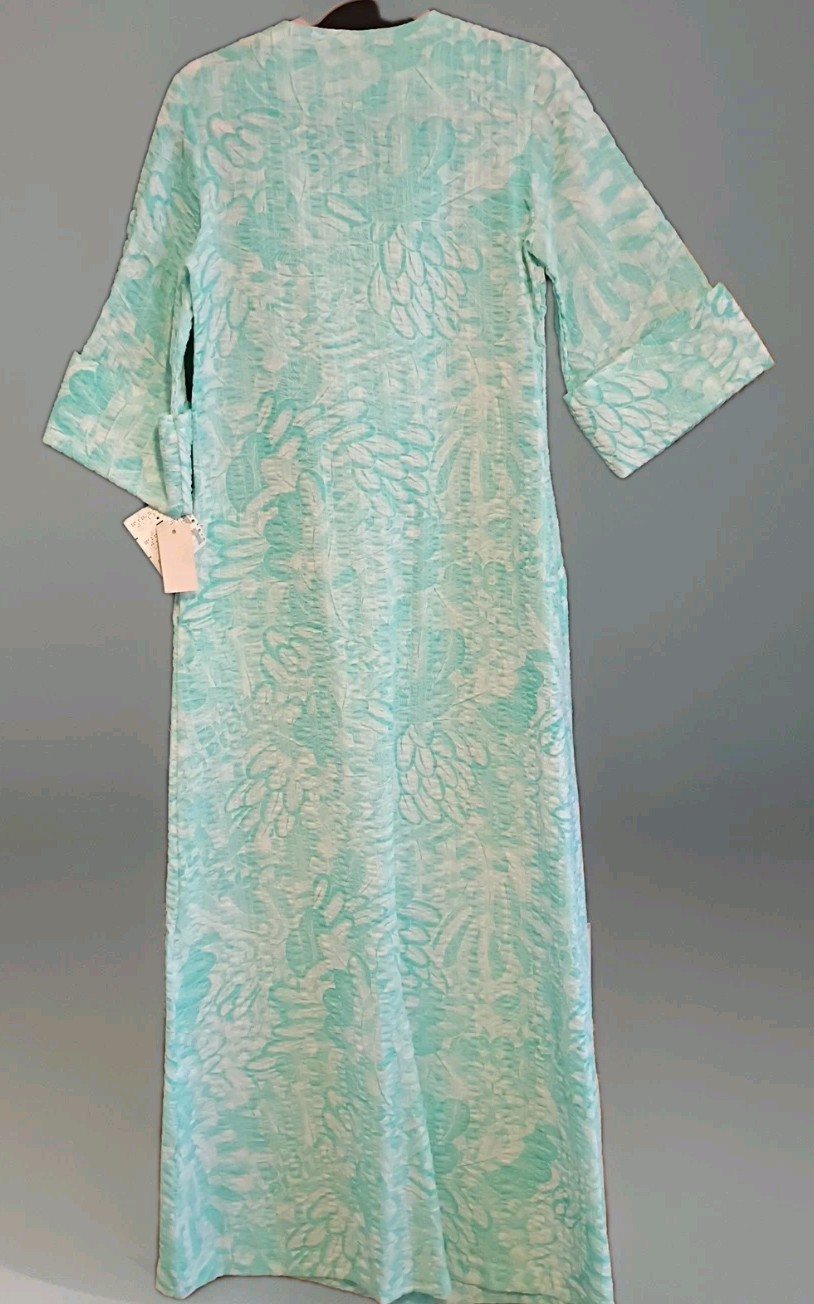 Vtg Elegant David Brown California Long Summer House Dress Gown Robe S USA NWT