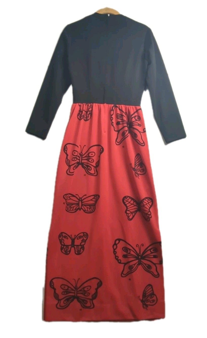 Vintage The Vested Gentress Hand Screened Print Butterflies Art To Wear Size 8