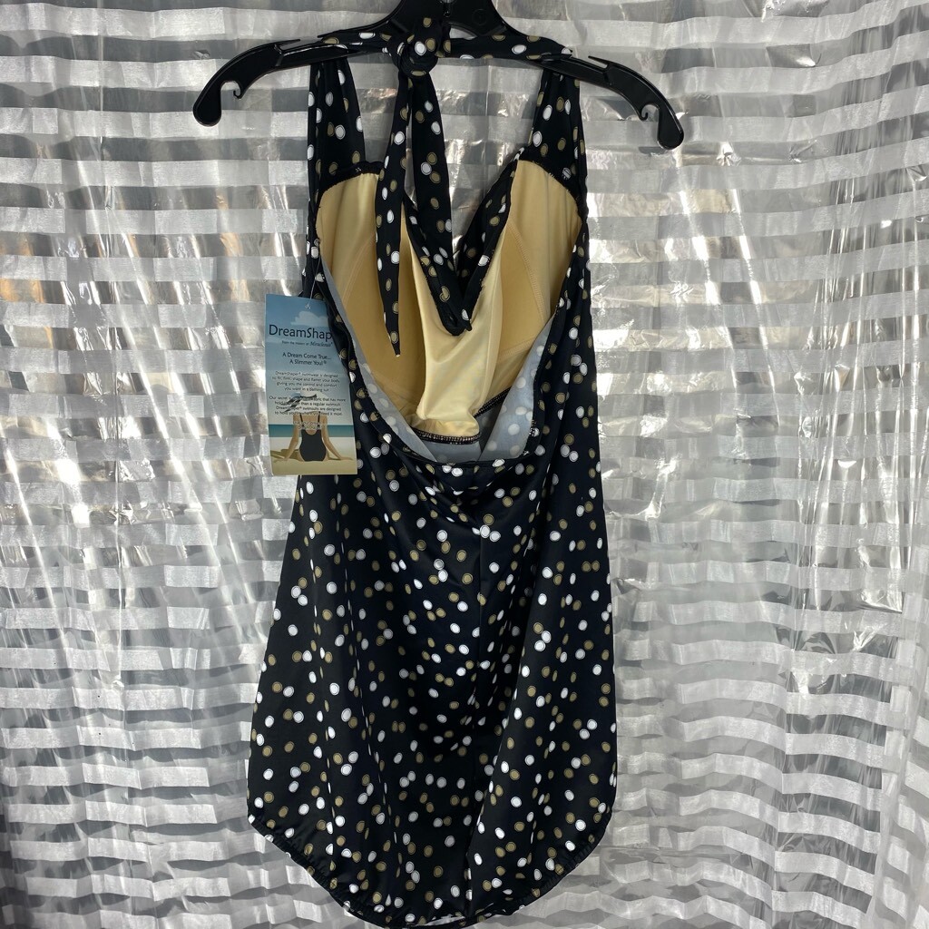Dream-shaper by Miraclesuit Black White/Tan Polka Dot Swim Dress