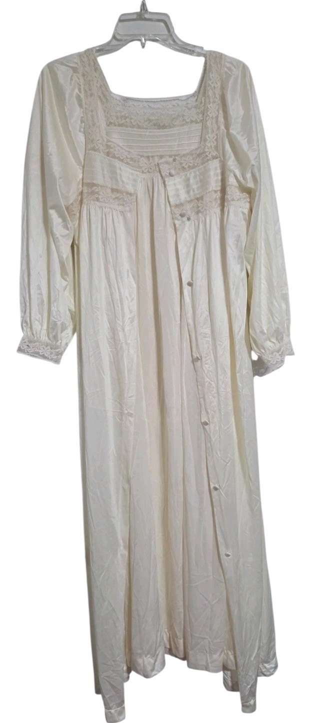 Vintage Gossard Artemis Pegnoir Gown Lace Robe Size Large Cream Ivory