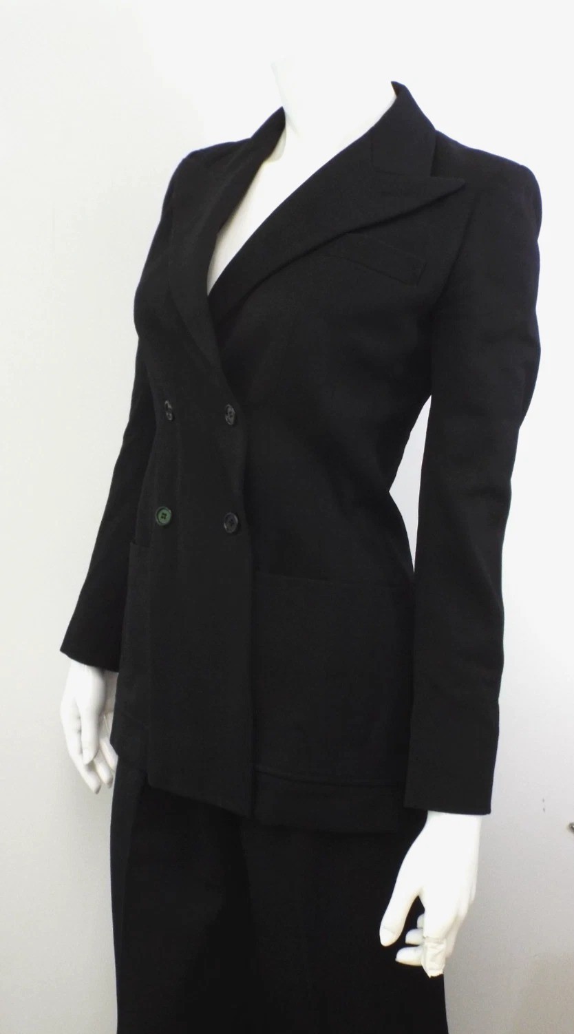 Vintage Yves Saint Laurent Rive Gauche Black Wool Blazer Jacket Women’s Size 40
