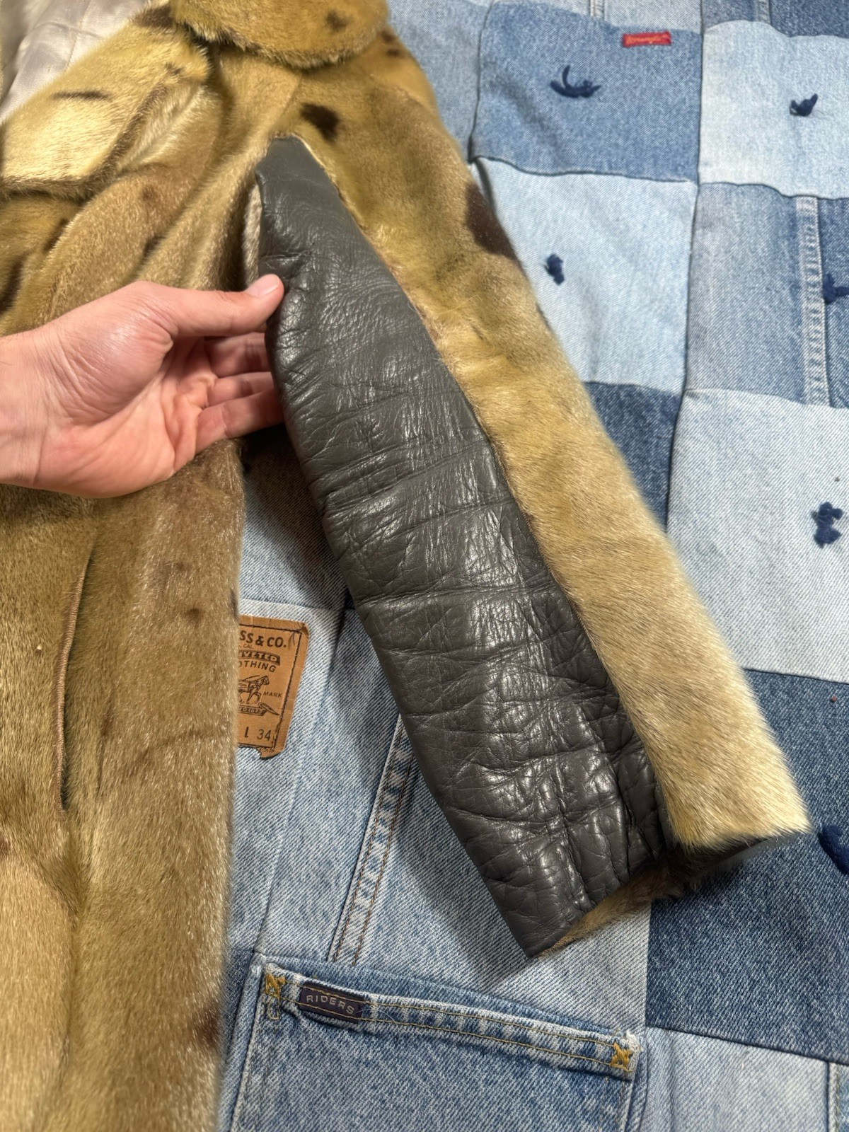 Vintage Seal Fur Spotted Pattern Fur Hide Leather Long Coat (Read Description)