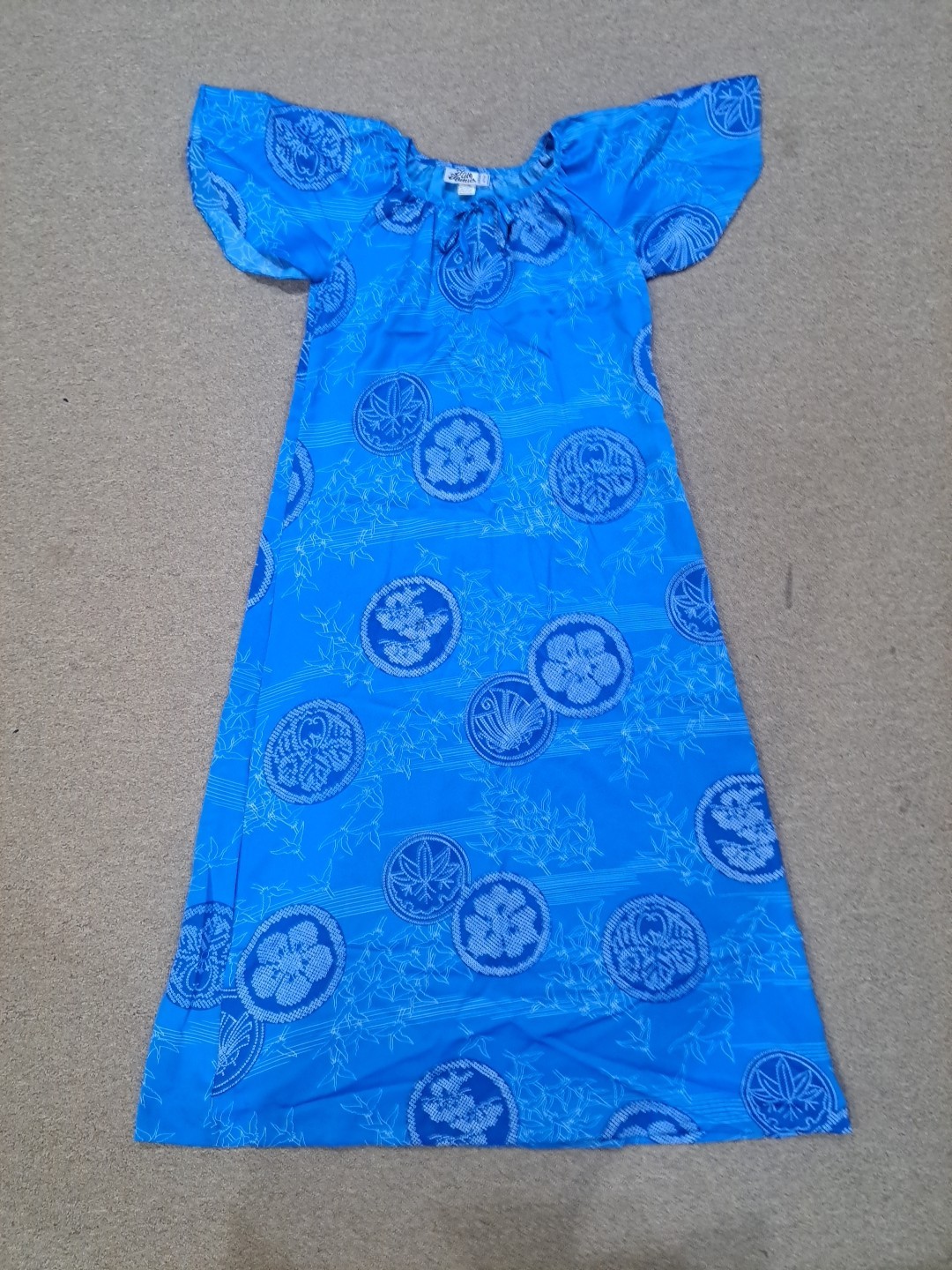Vintage Style Hilo Hattie Hawaiian Blue Floral Dress Women&rsquo;s Medium