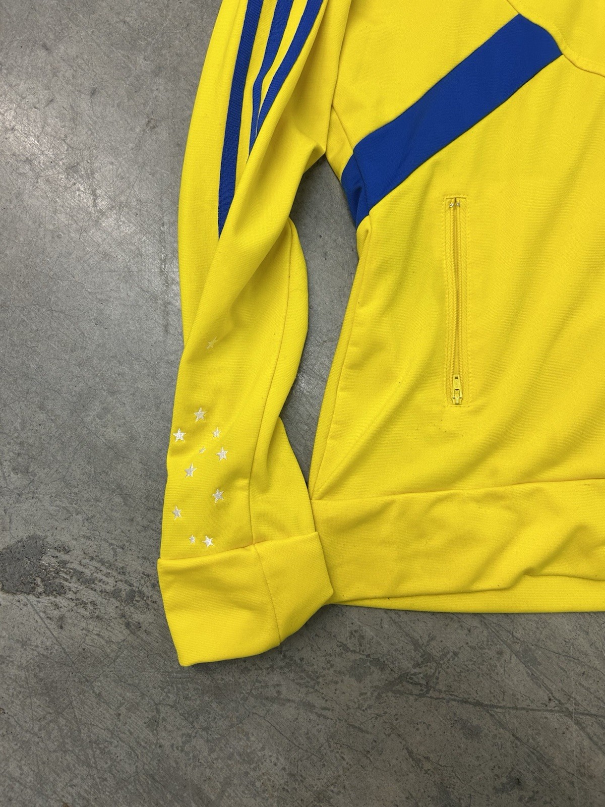 Vintage Adidas Track Jacket Size Large 2008 Yellow Blue Brasil Ordem e Progresso