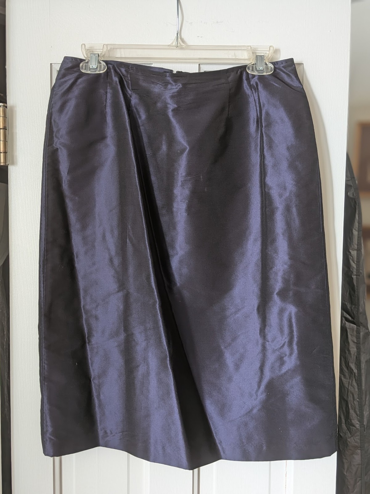 VTG Neiman Marcus Exclusive Silk Satin Skirt Suit Set 8 M Purple Ruched Tailored