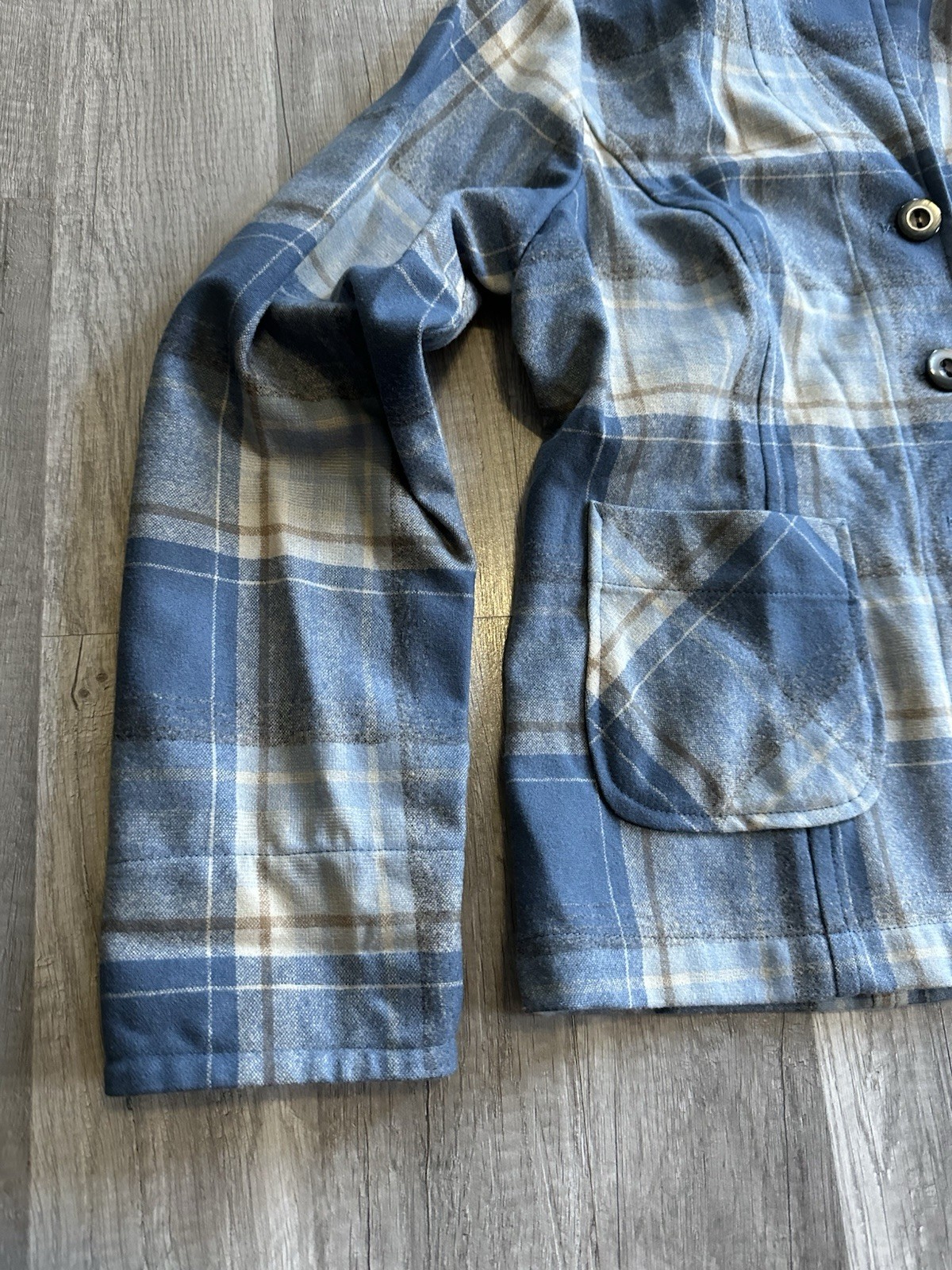 Vintage Pendleton Petite Blue Plaid Wool 49er Jacket Made In USA Medium Button