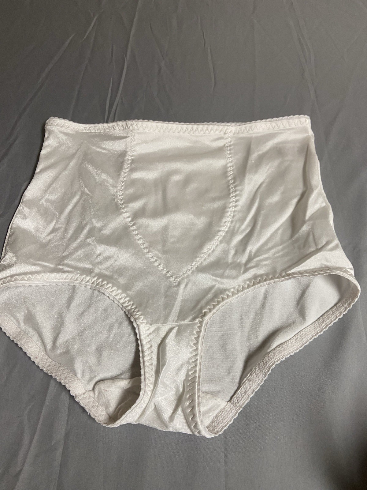 Cupid Vintage SZ L Panties Light Tummy Panel White Silky Satin Sissy Panty