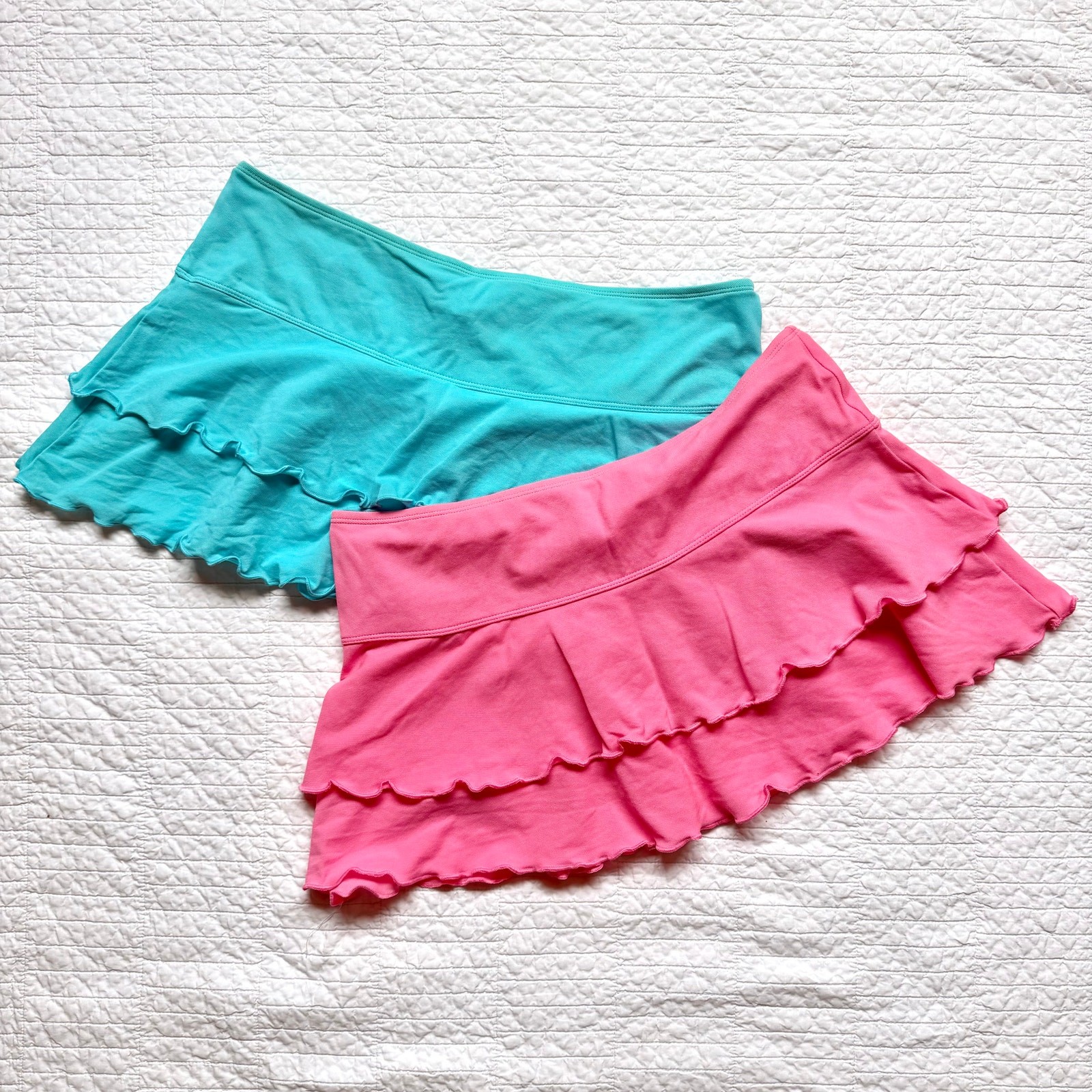 Y2K Body Glove Beach Sport Swim Skirts Pink Blue Ruffle 2pc Bundle Vintage