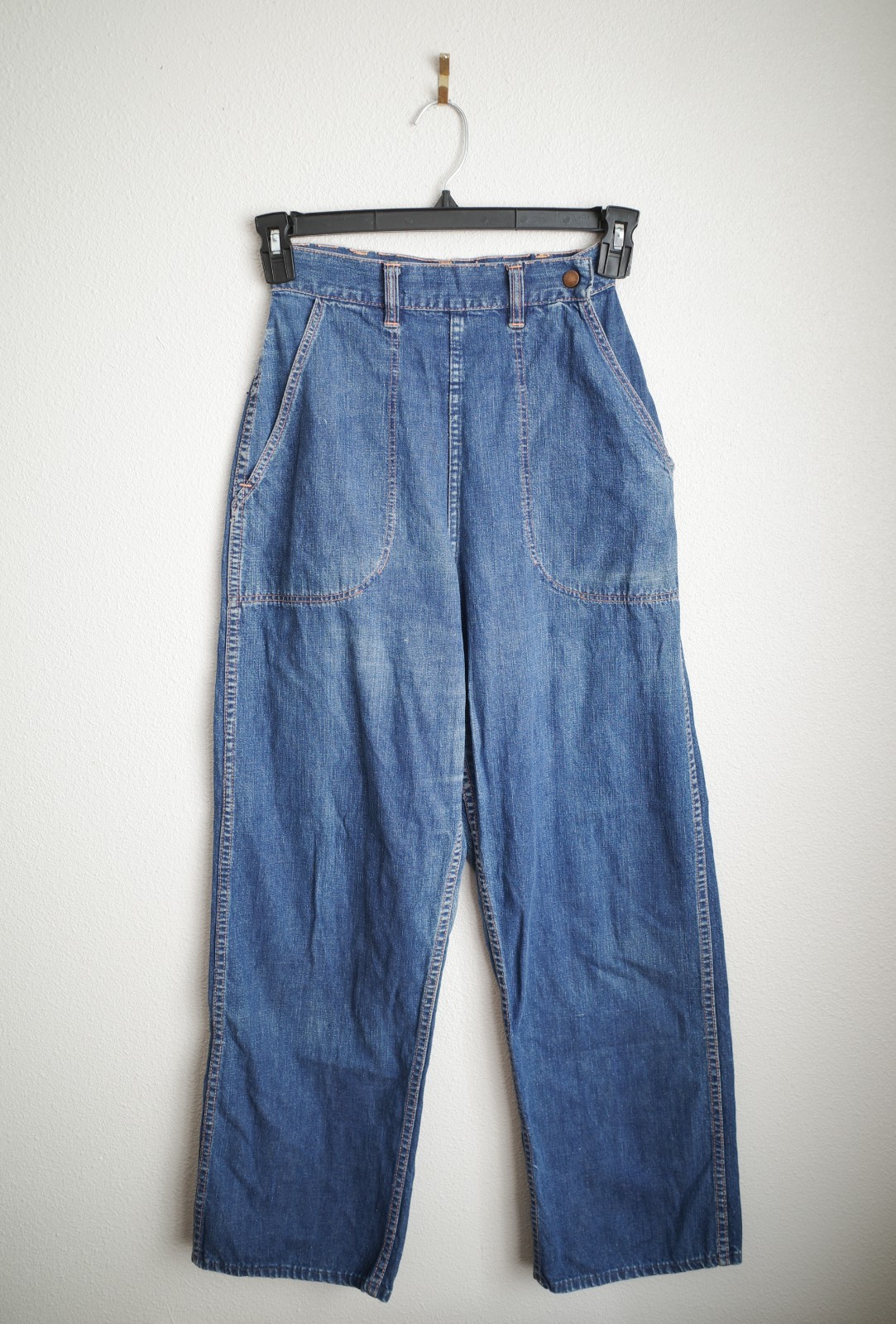 VTG Unbranded Women&rsquo;s 50s Distressed Side Zip Jeans W24&Prime; L29.5&Prime; Misses / Petite