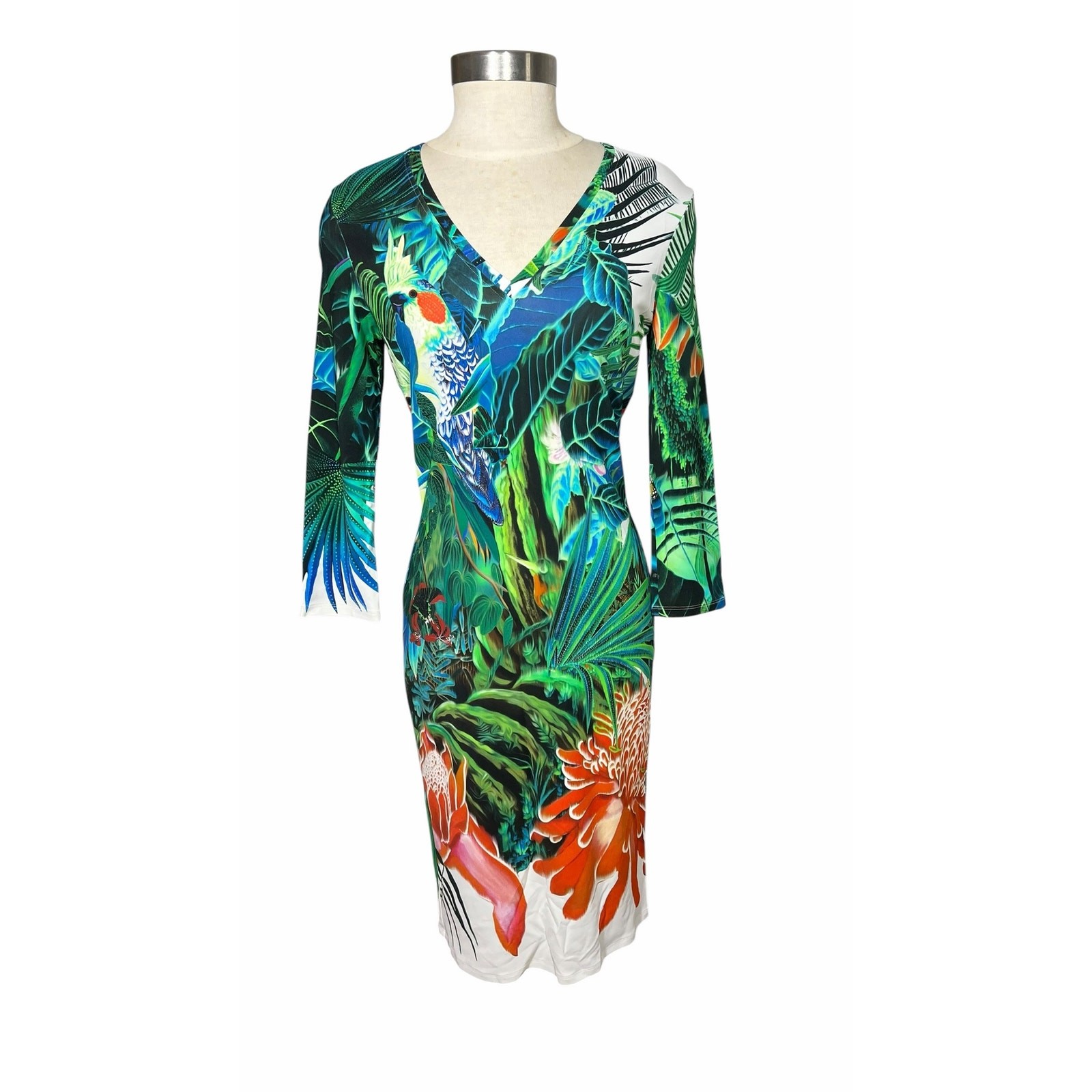 Roberto Cavalli Tropical Jungle Print Bodycon Dress 2010s