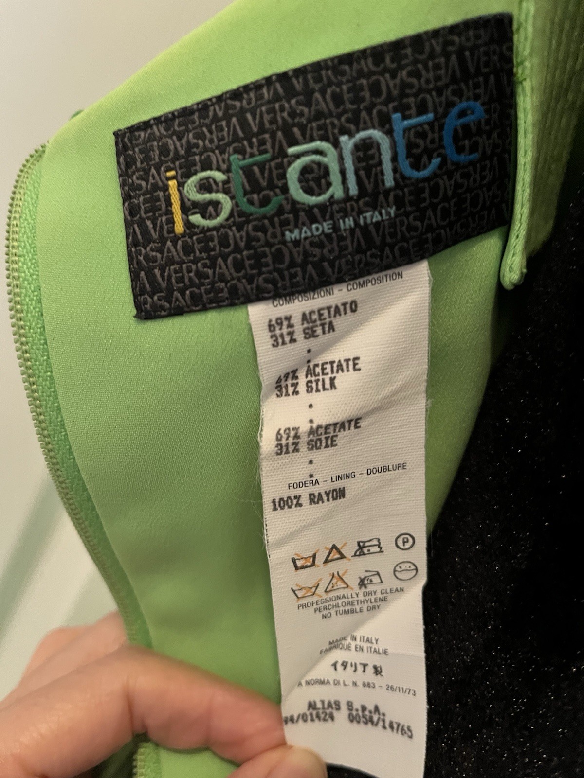 Vintage ISTANTE By VERSACE Light Green Dress, Made In Italy, Size 40