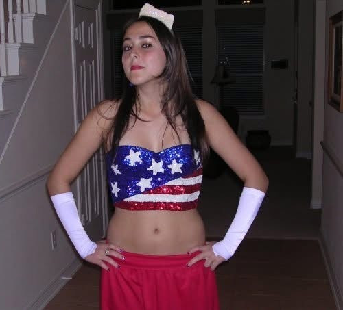 80&rsquo;s Vintage Pin Up Style Patrotic Red, White, and Blue Halter Bustier