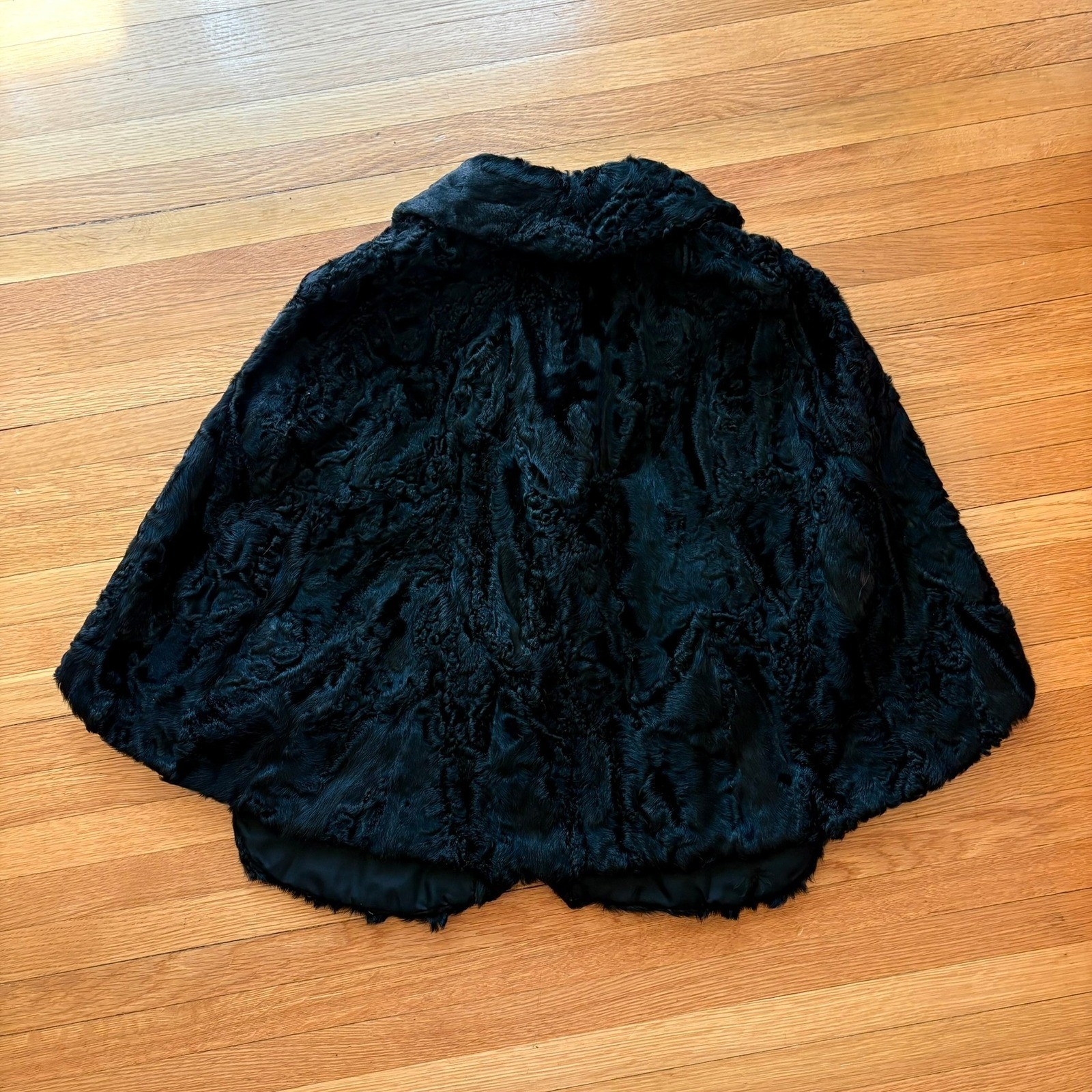 Eilers Vintage 1950s Black Persian Lamb Fur Capelet Portrait Collar Karakul Cape