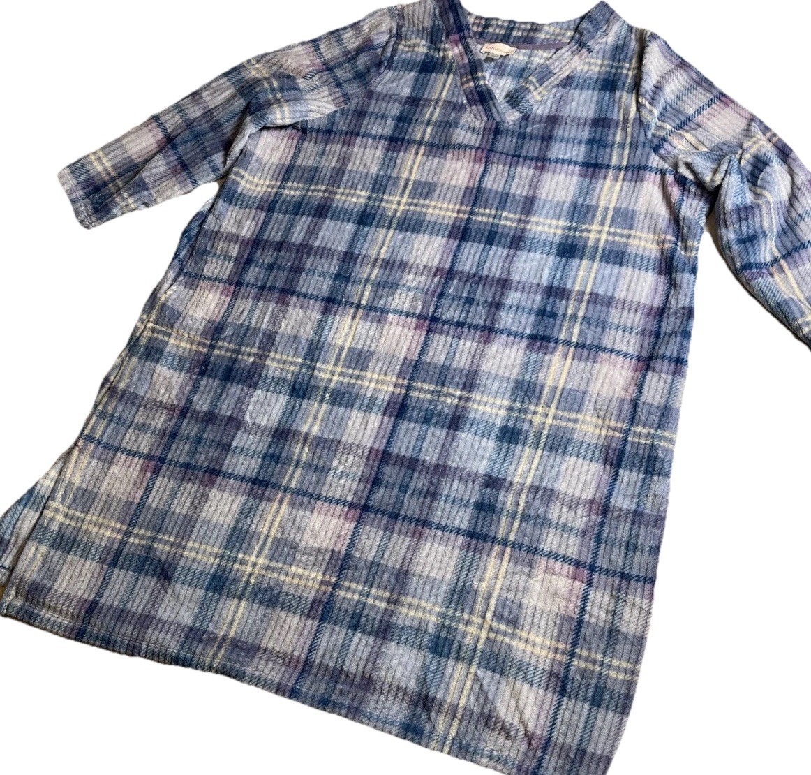 STAN HERMAN Size LARGE Bath Robe Housecoat Lounger Plaid Poly Sz3XL