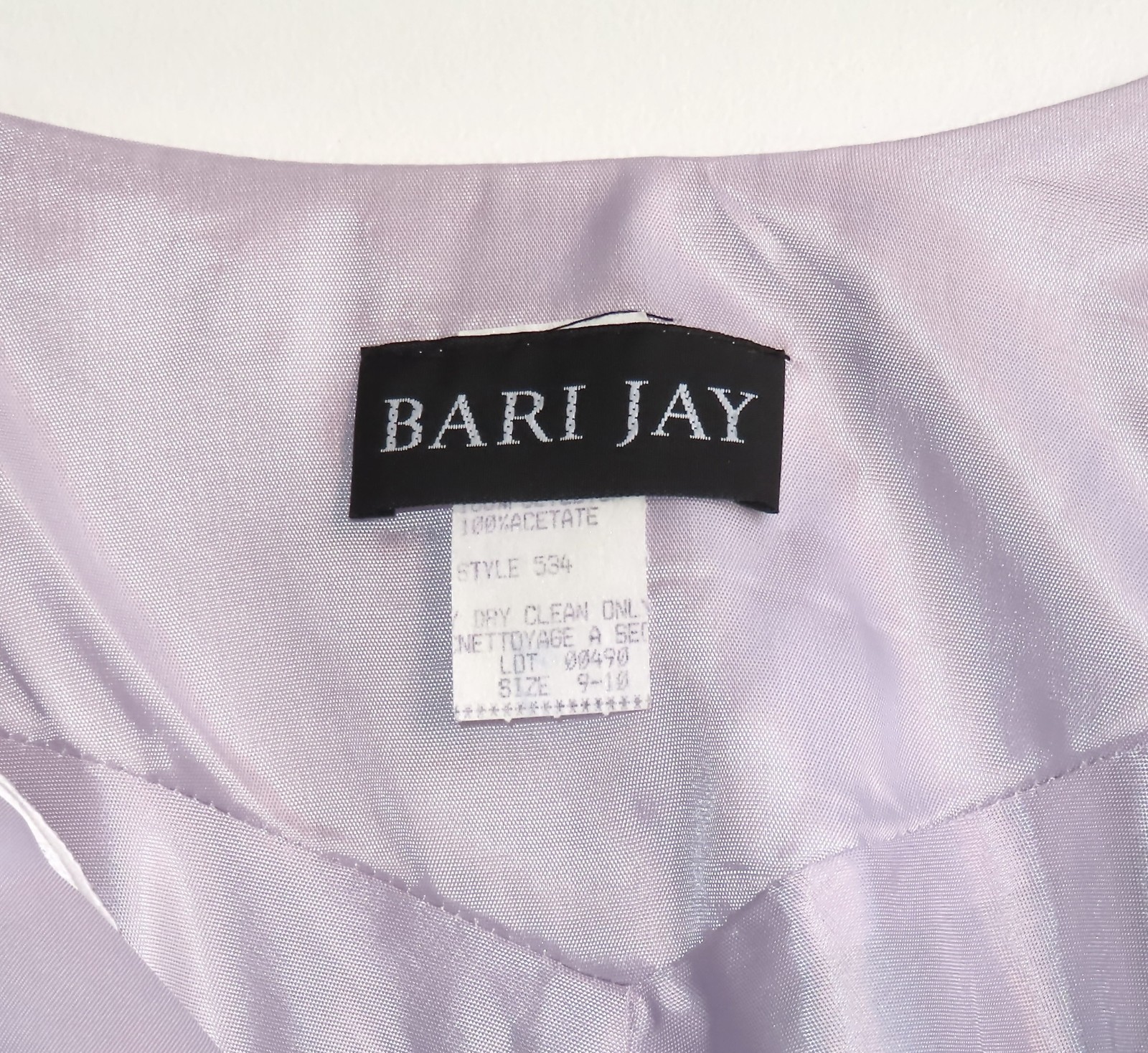 VTG Bari Jay Sleeveless Drape Back Lined Polyester Sheath Gown, Lavender, 9-10