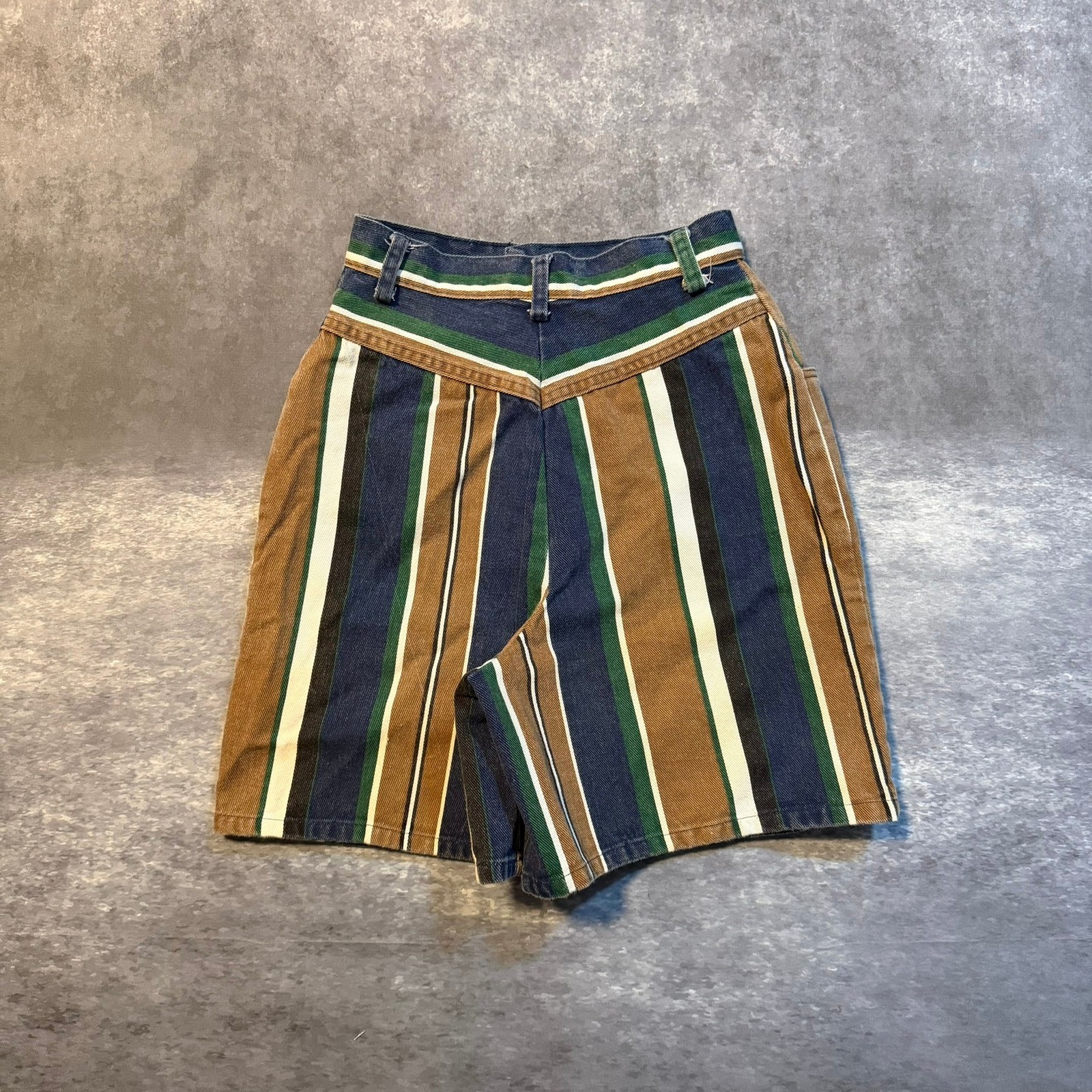 Vintage A. Byer California Striped Skort Size 3 Denim Multi Color High Waist USA
