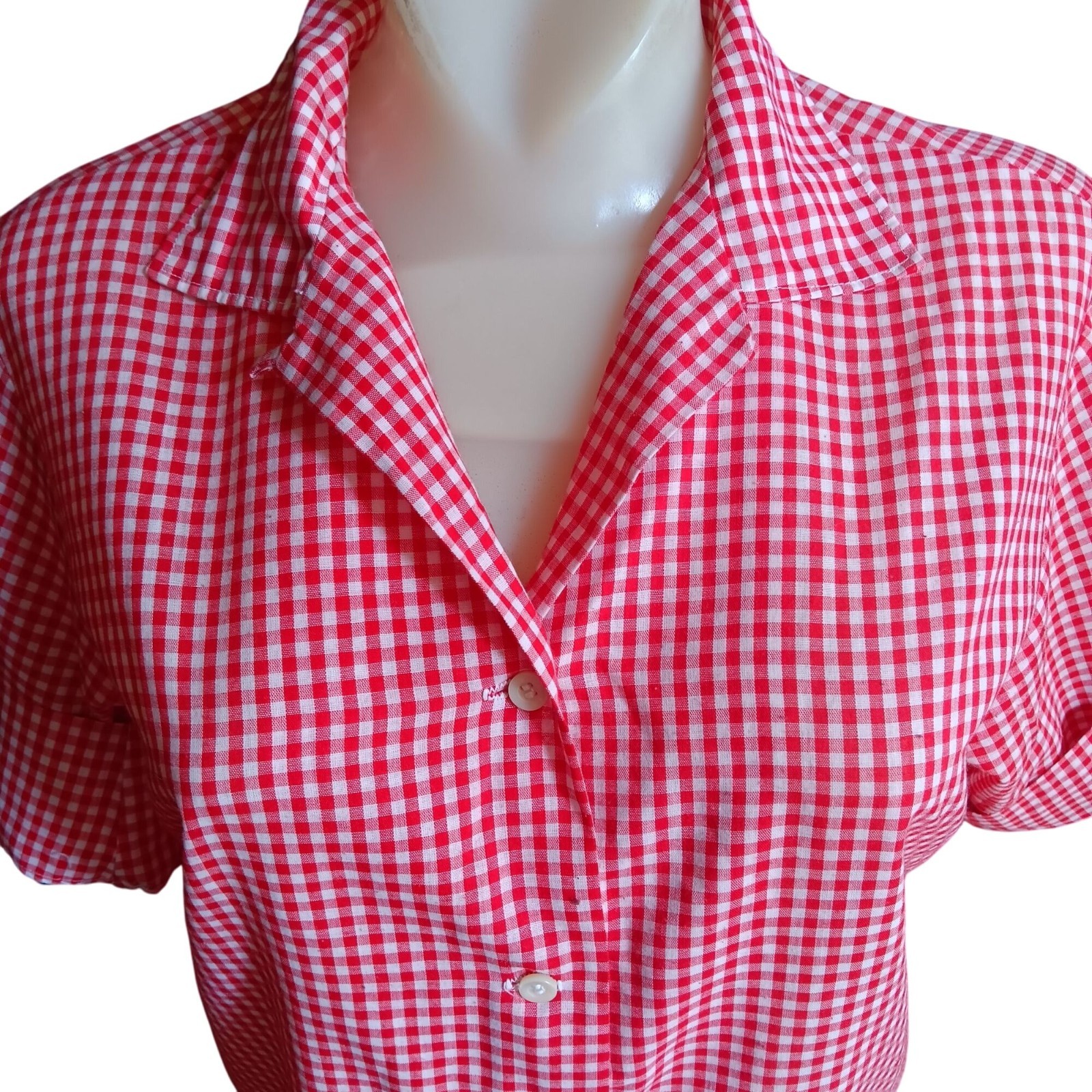 True Vintage Farm Chore Top Medium Red White Gingham 1960&rsquo;s Joyce Lane USA