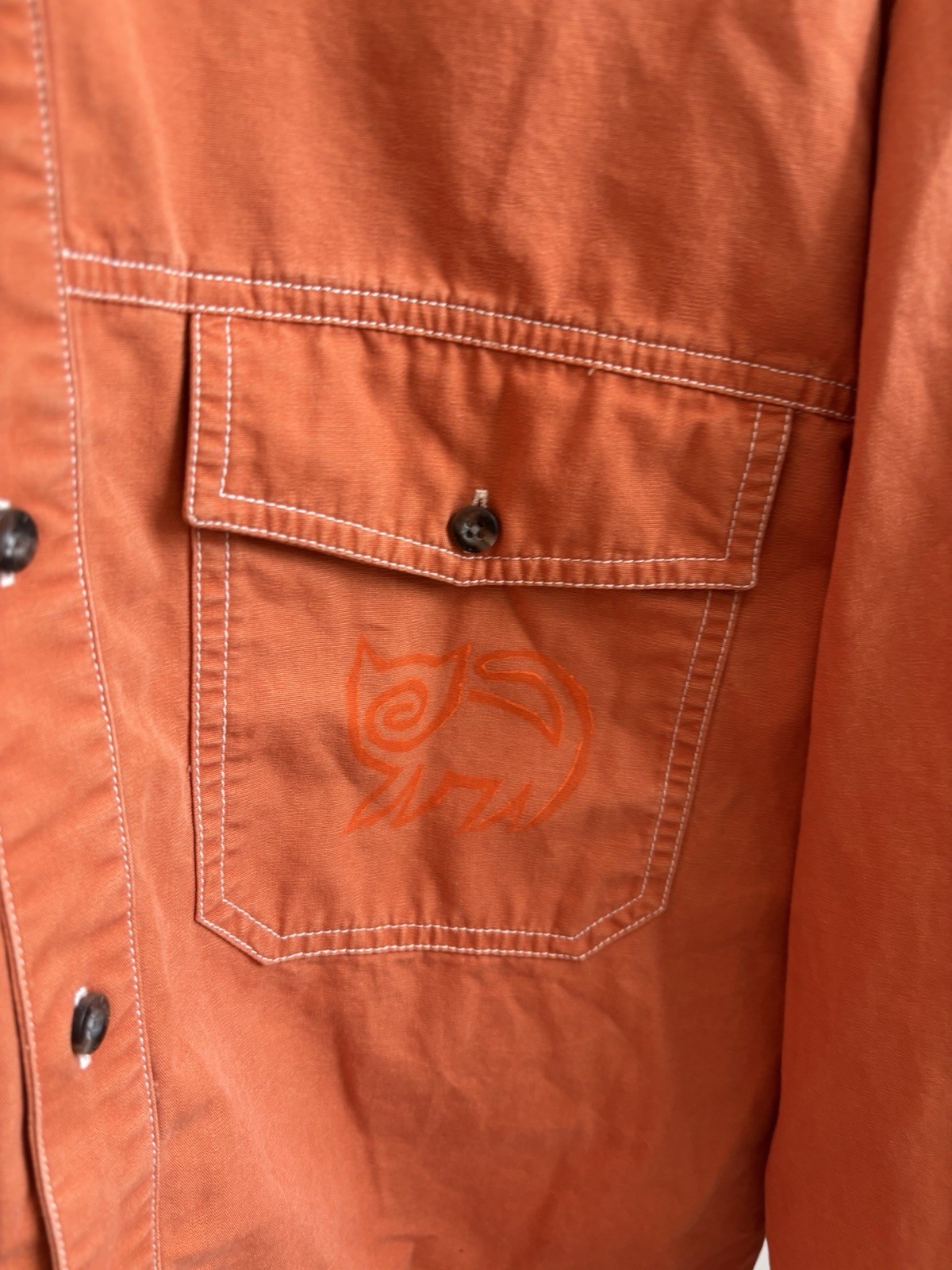 Vtg Timberland TBL-73 Orange Canvas Jacket CAT & Floral Embroidery Women’s S